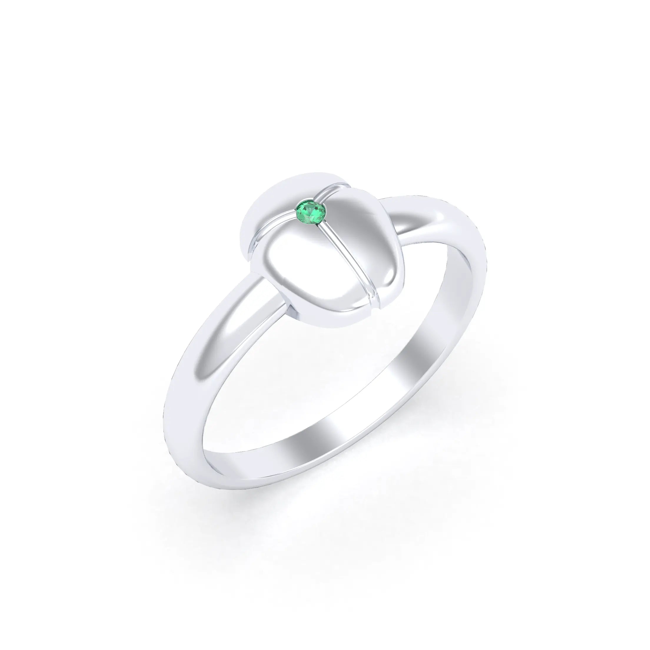Bague Scarabée or blanc 18 carats sertie d'une pierre précieuse au choix Emeraude