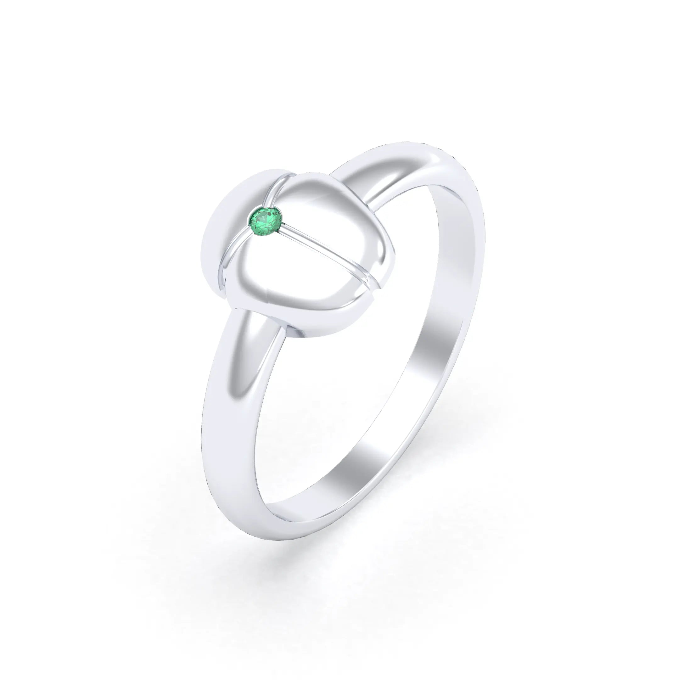 Bague Scarabée or blanc 18 carats sertie d'une pierre précieuse au choix