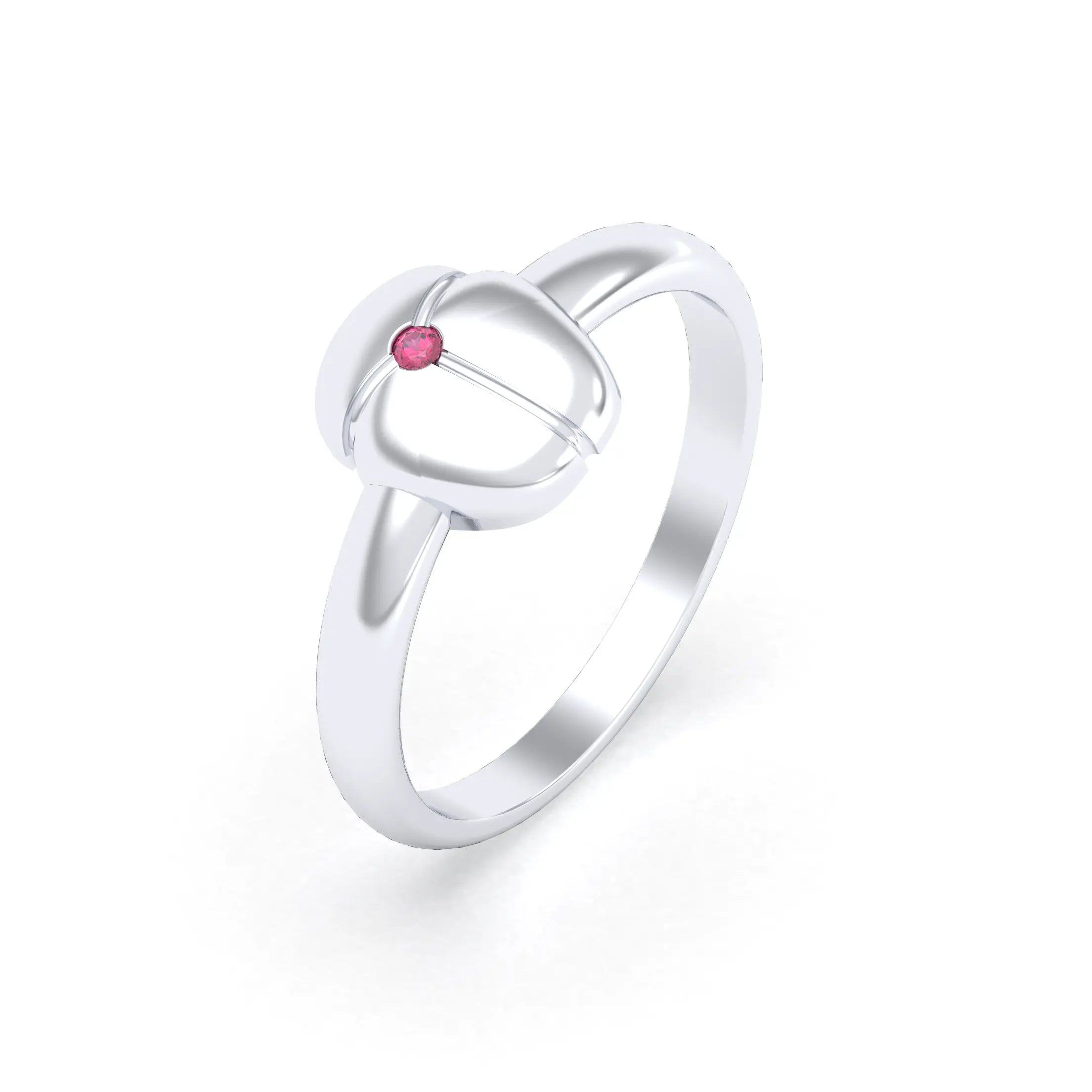 Bague Scarabée or blanc 18 carats sertie d'une pierre précieuse au choix