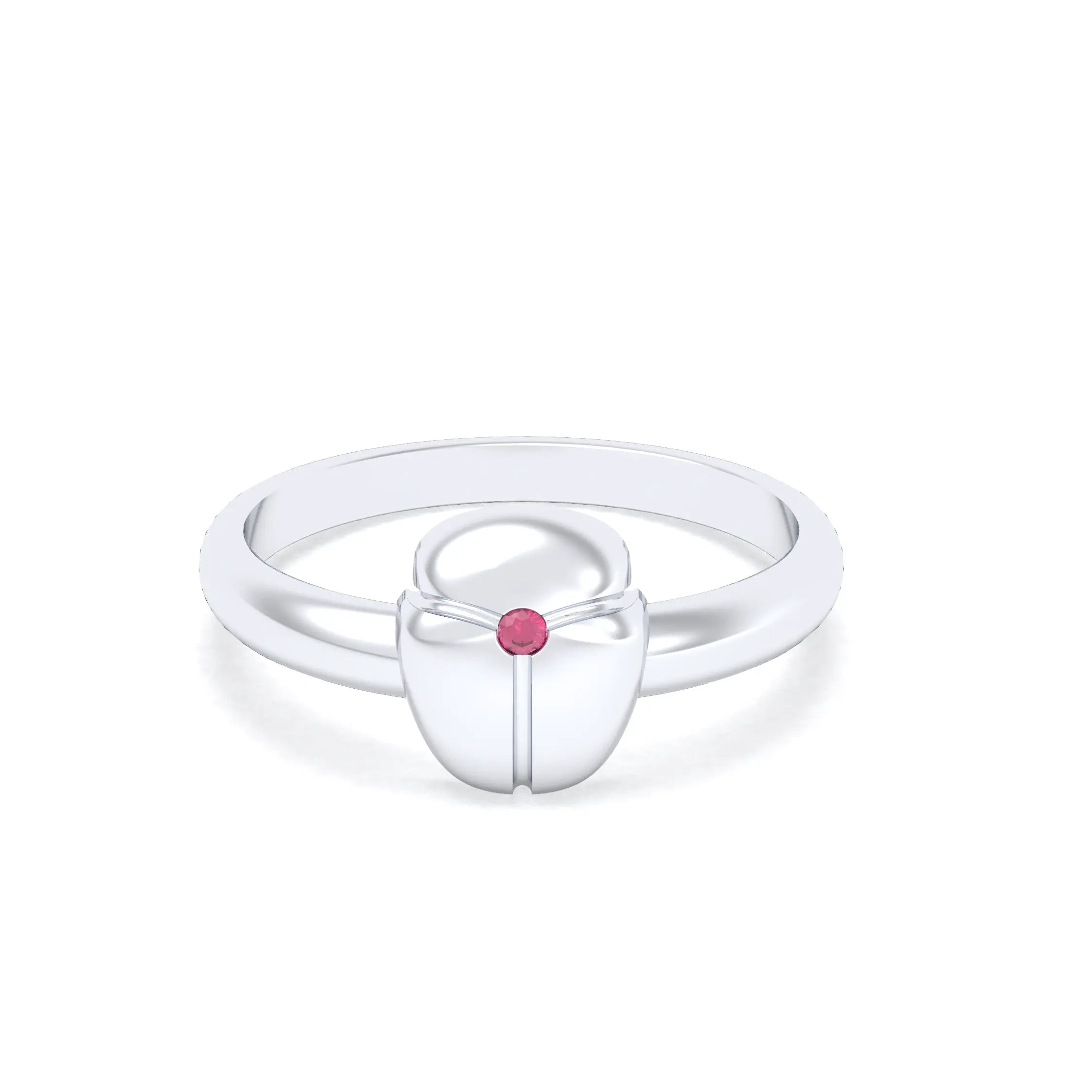 Bague Scarabée or blanc 18 carats sertie d'une pierre précieuse au choix