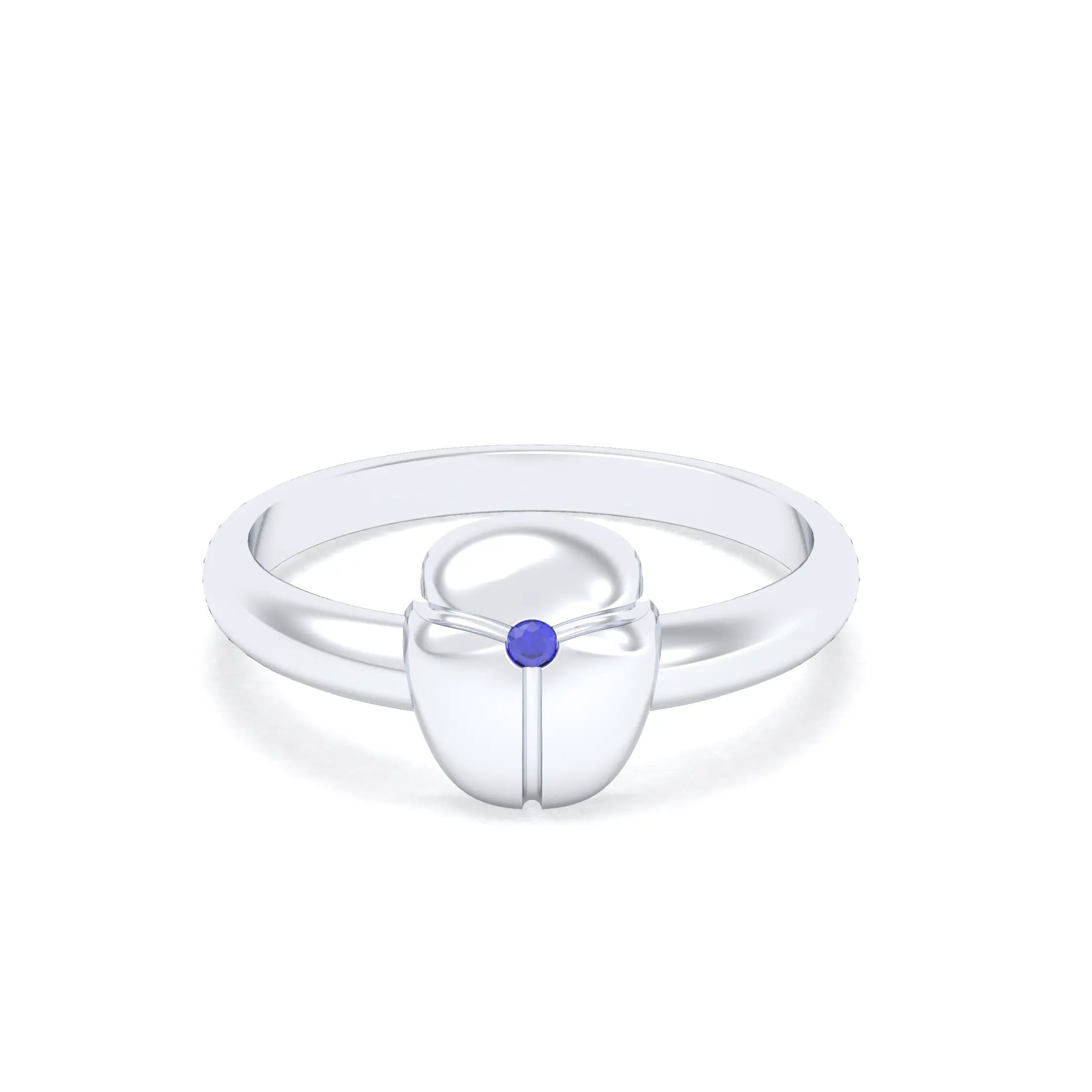 Bague Scarabée or blanc 18 carats sertie d'une pierre précieuse au choix