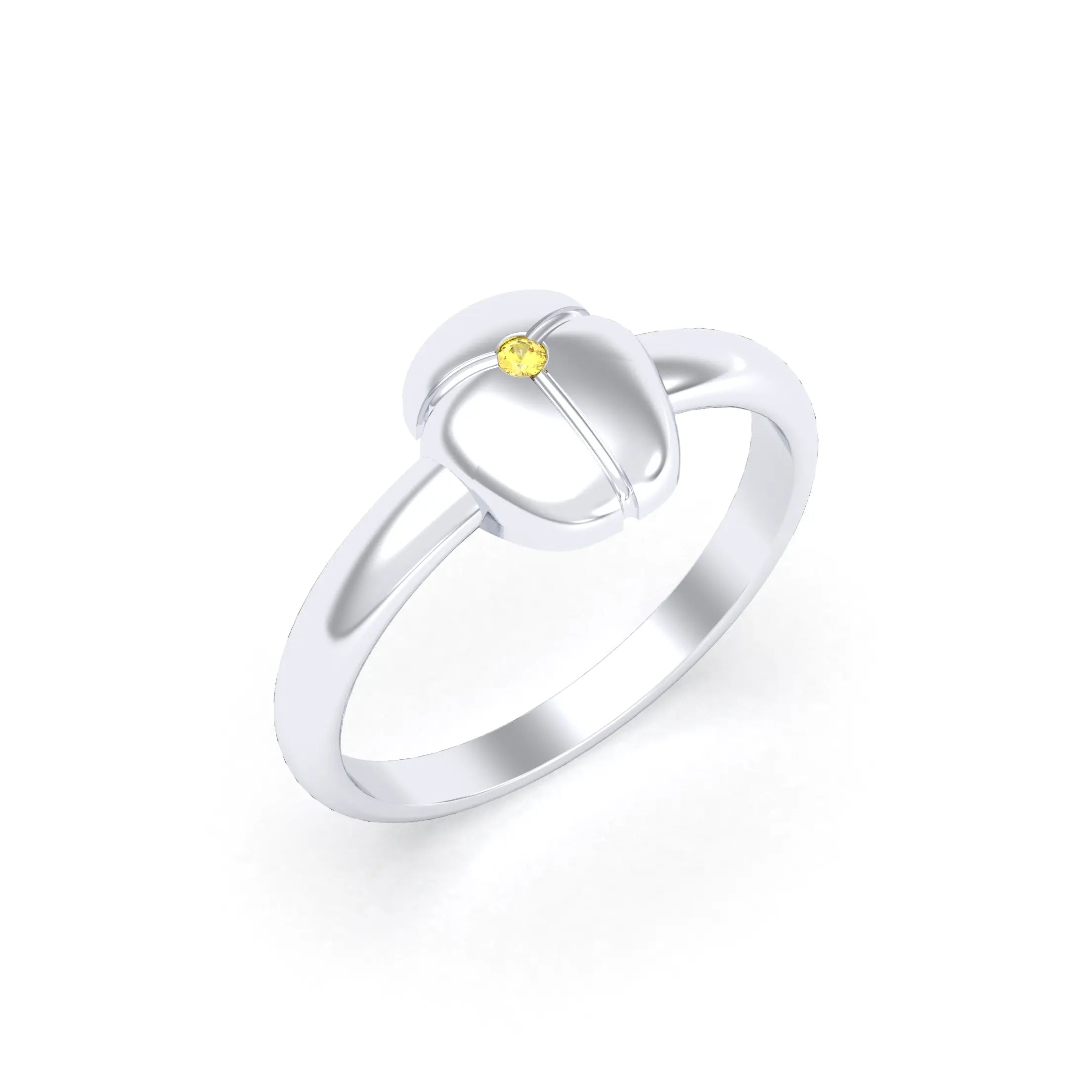 Bague Scarabée or blanc 18 carats sertie d'une pierre précieuse au choix Saphir jaune