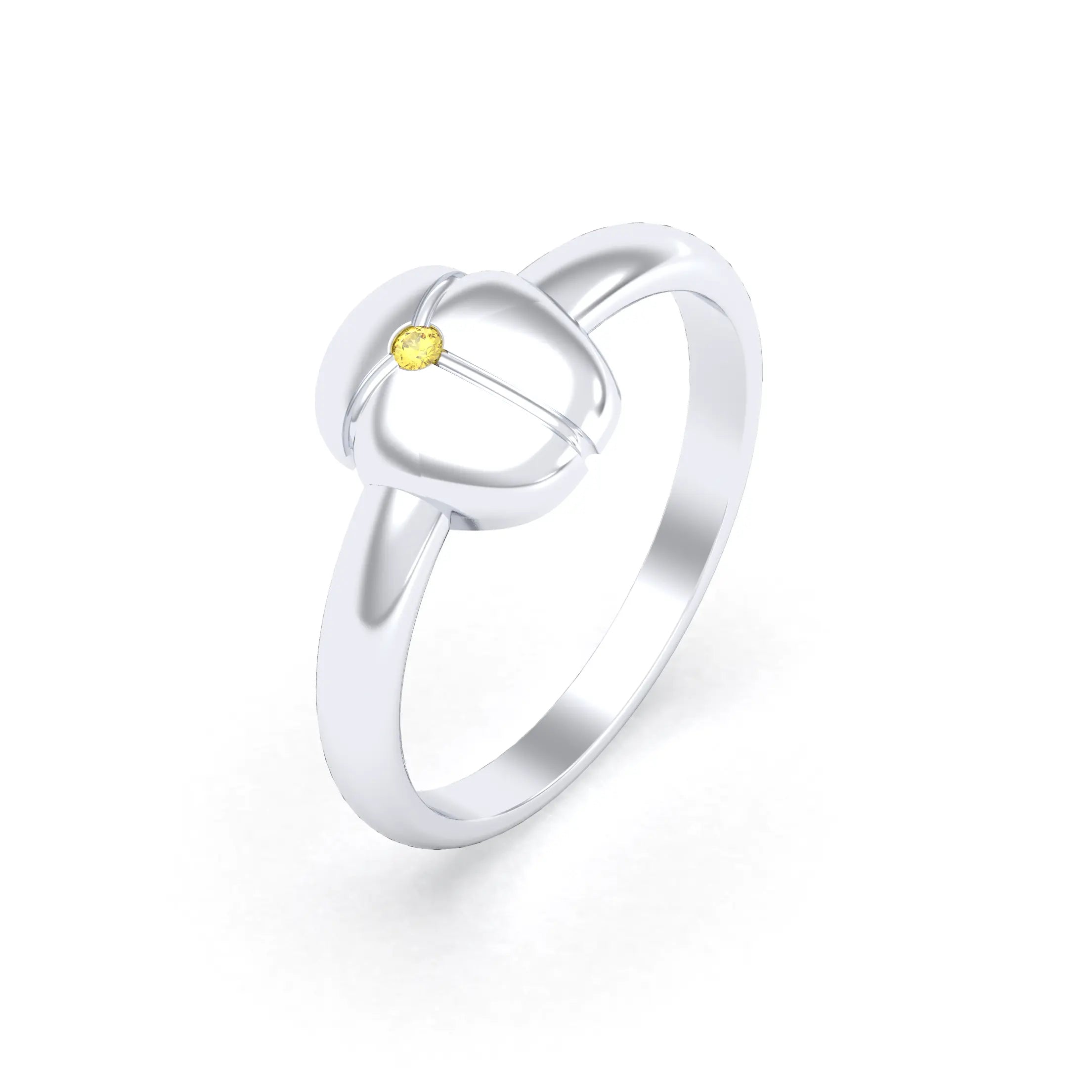 Bague Scarabée or blanc 18 carats sertie d'une pierre précieuse au choix
