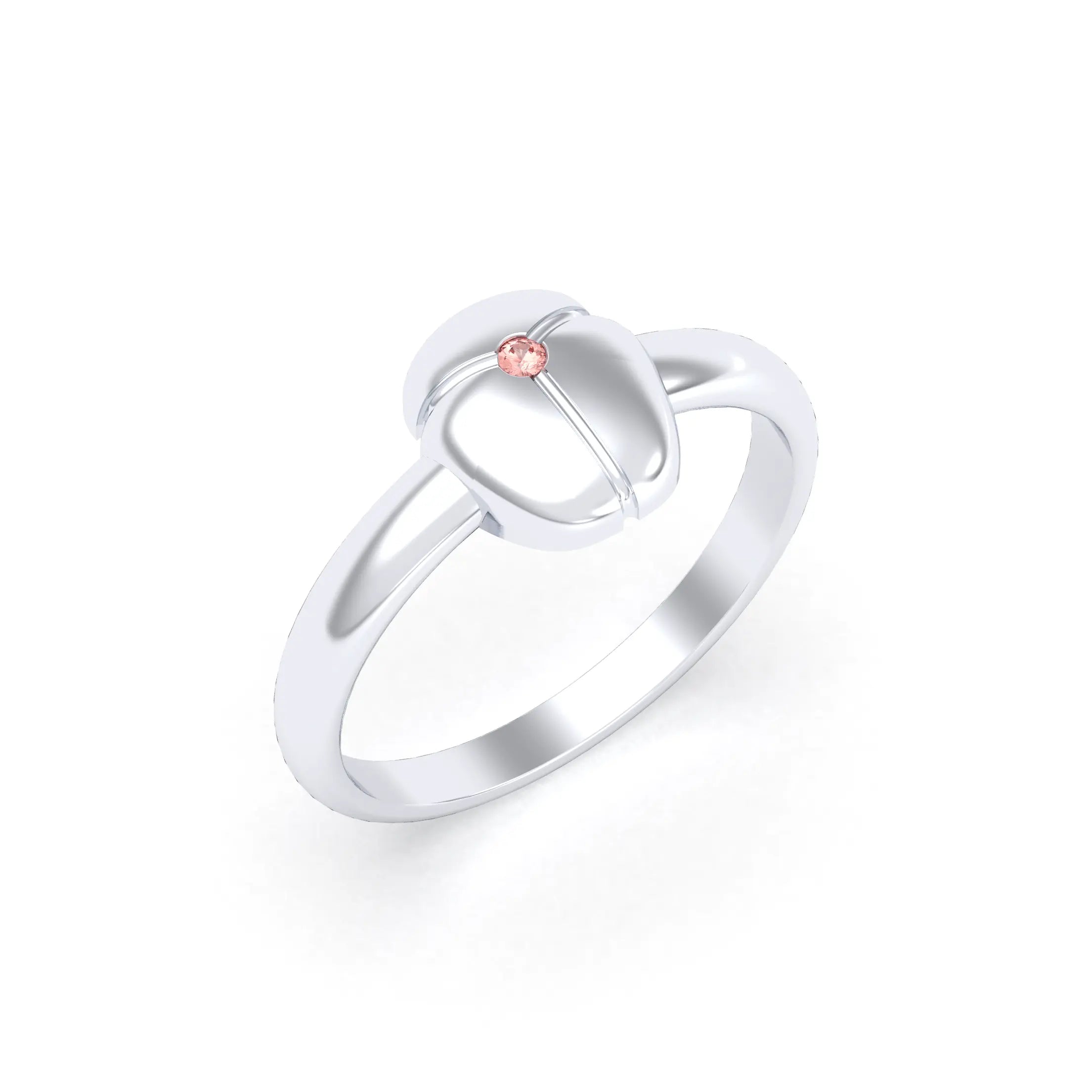 Bague Scarabée or blanc 18 carats sertie d'une pierre précieuse au choix Saphir pêche
