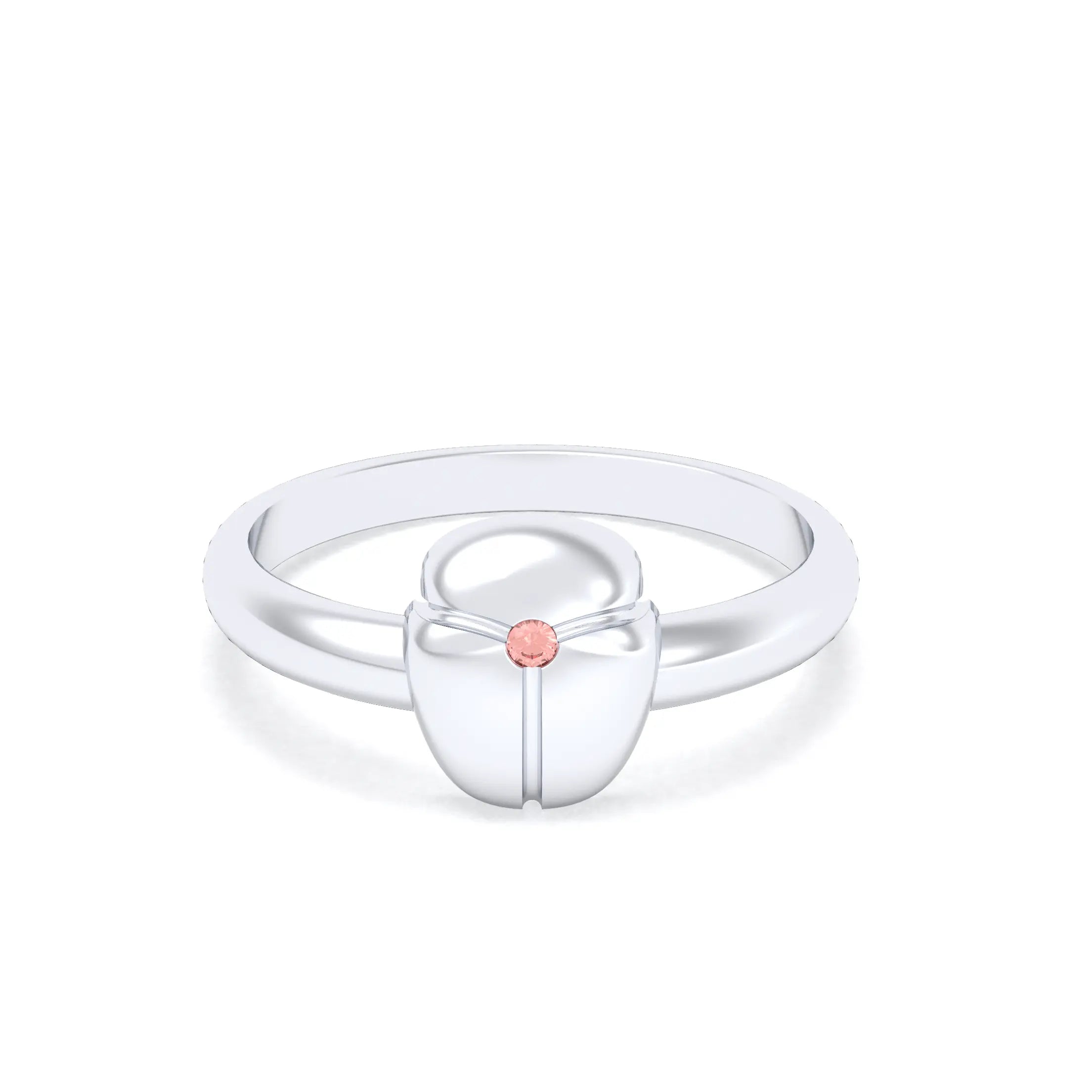 Bague Scarabée or blanc 18 carats sertie d'une pierre précieuse au choix