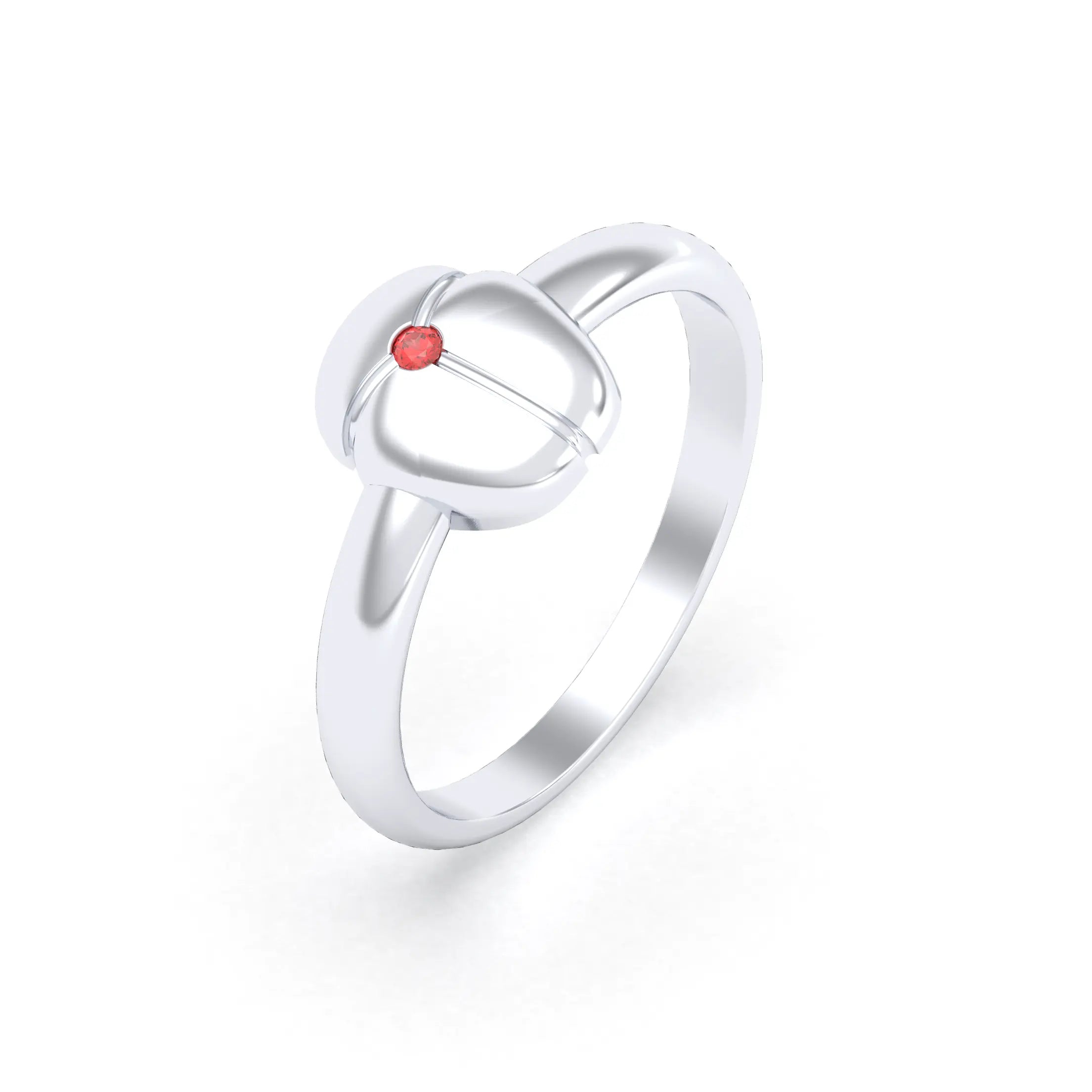 Bague Scarabée or blanc 18 carats sertie d'une pierre précieuse au choix