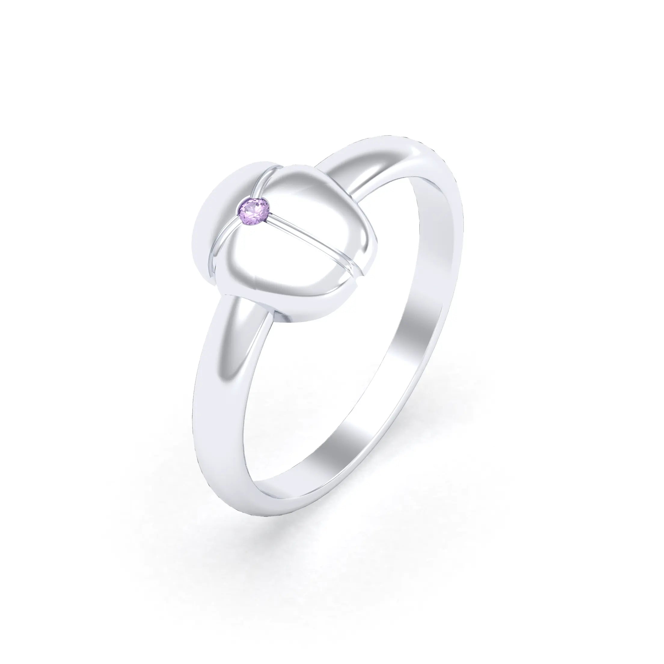 Bague Scarabée or blanc 18 carats sertie d'une pierre précieuse au choix