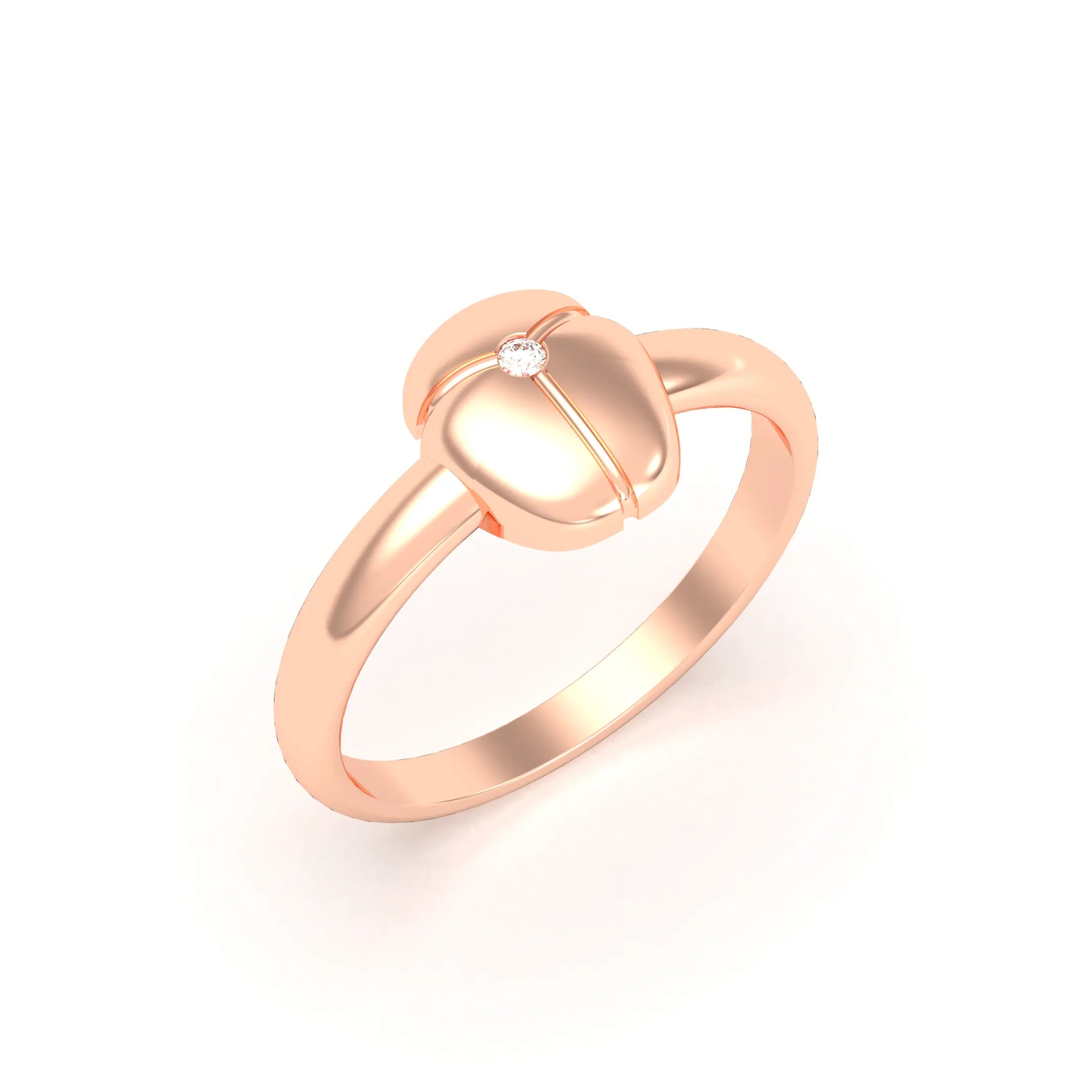 Bague Scarabée or rose 18 carats sertie d'une pierre précieuse au choix Diamant