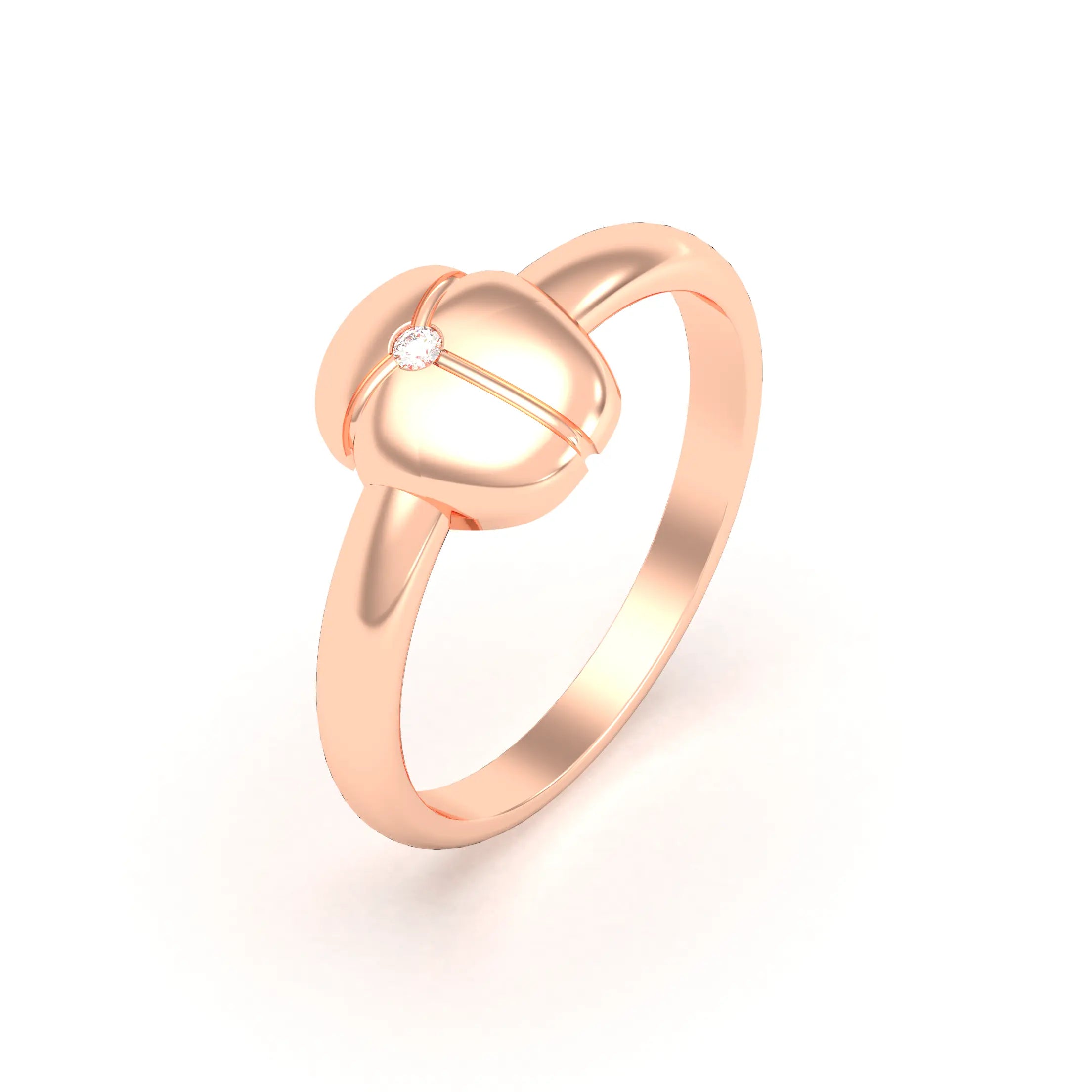 Bague Scarabée or rose 18 carats sertie d'une pierre précieuse au choix