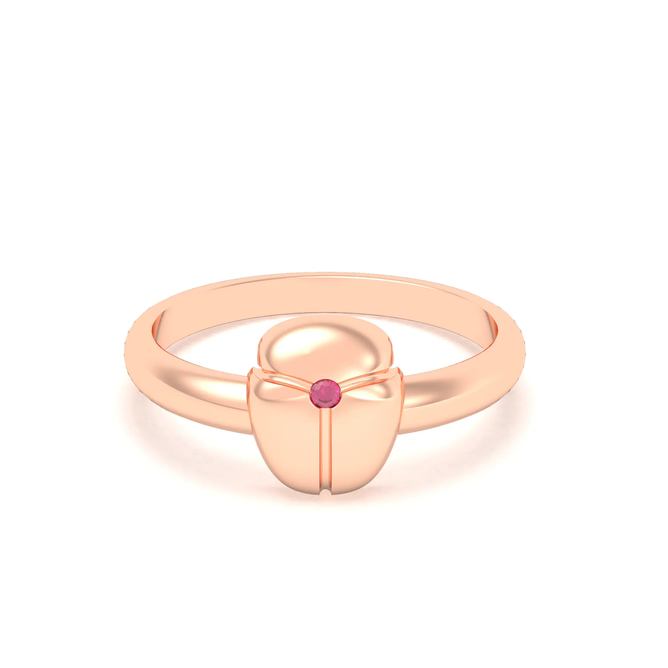 Bague Scarabée or rose 18 carats sertie d'une pierre précieuse au choix