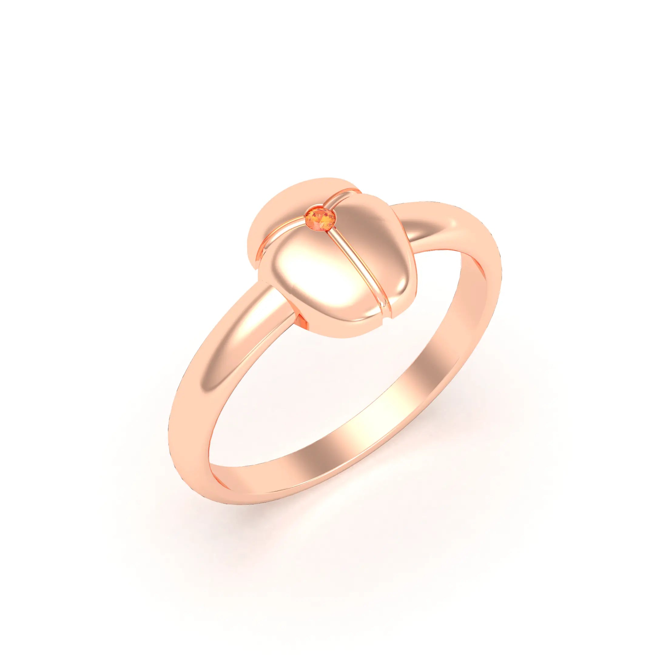 Bague Scarabée or rose 18 carats sertie d'une pierre précieuse au choix Saphir orange