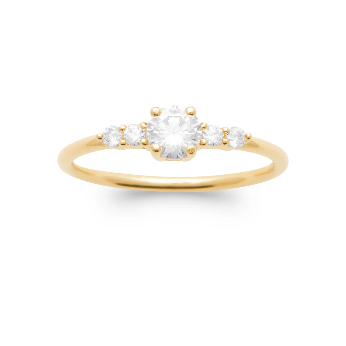 Bague très fine trio de zircons en plaqué or