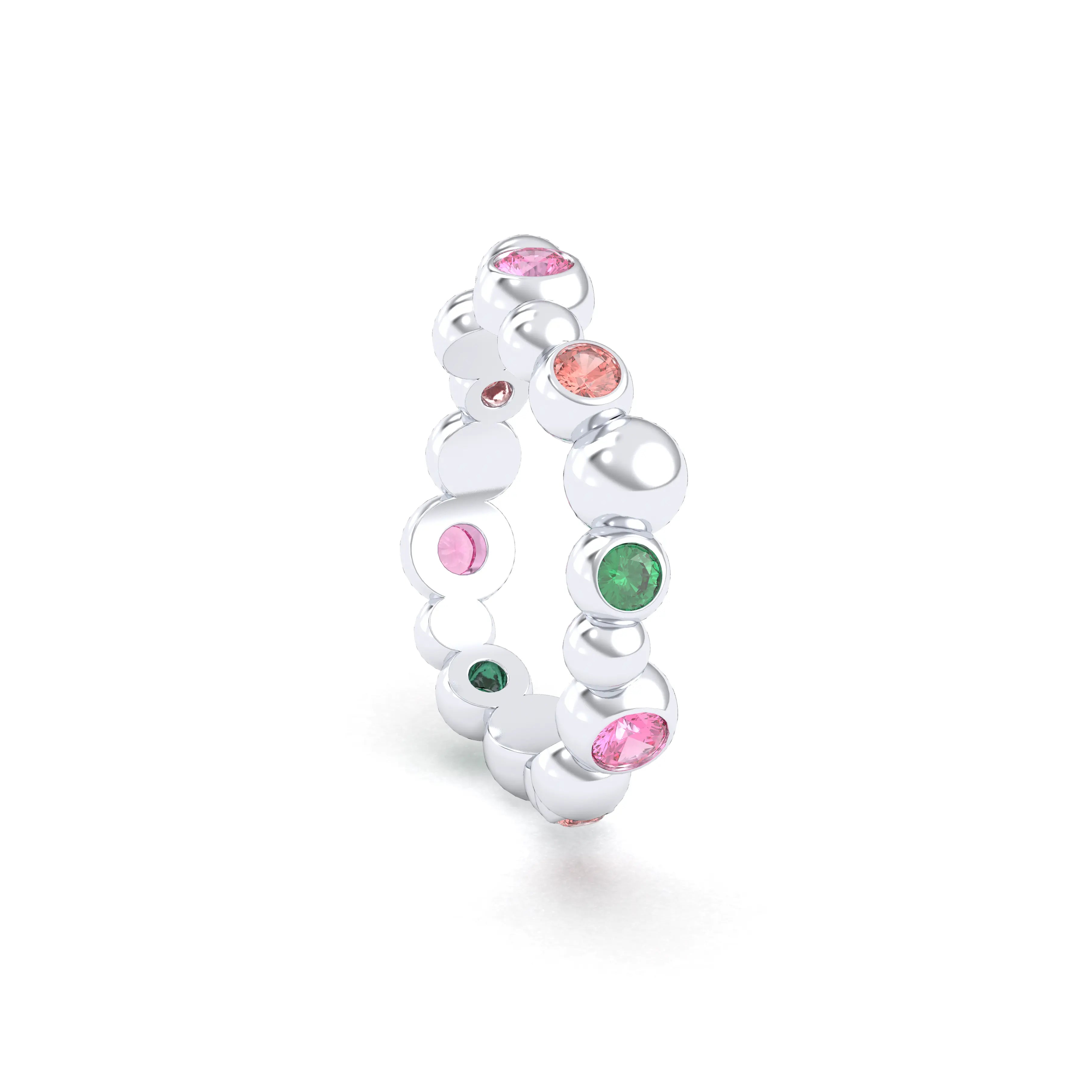 Bague Volga or blanc 18 carats avec pierres précieuses et fines personnalisables