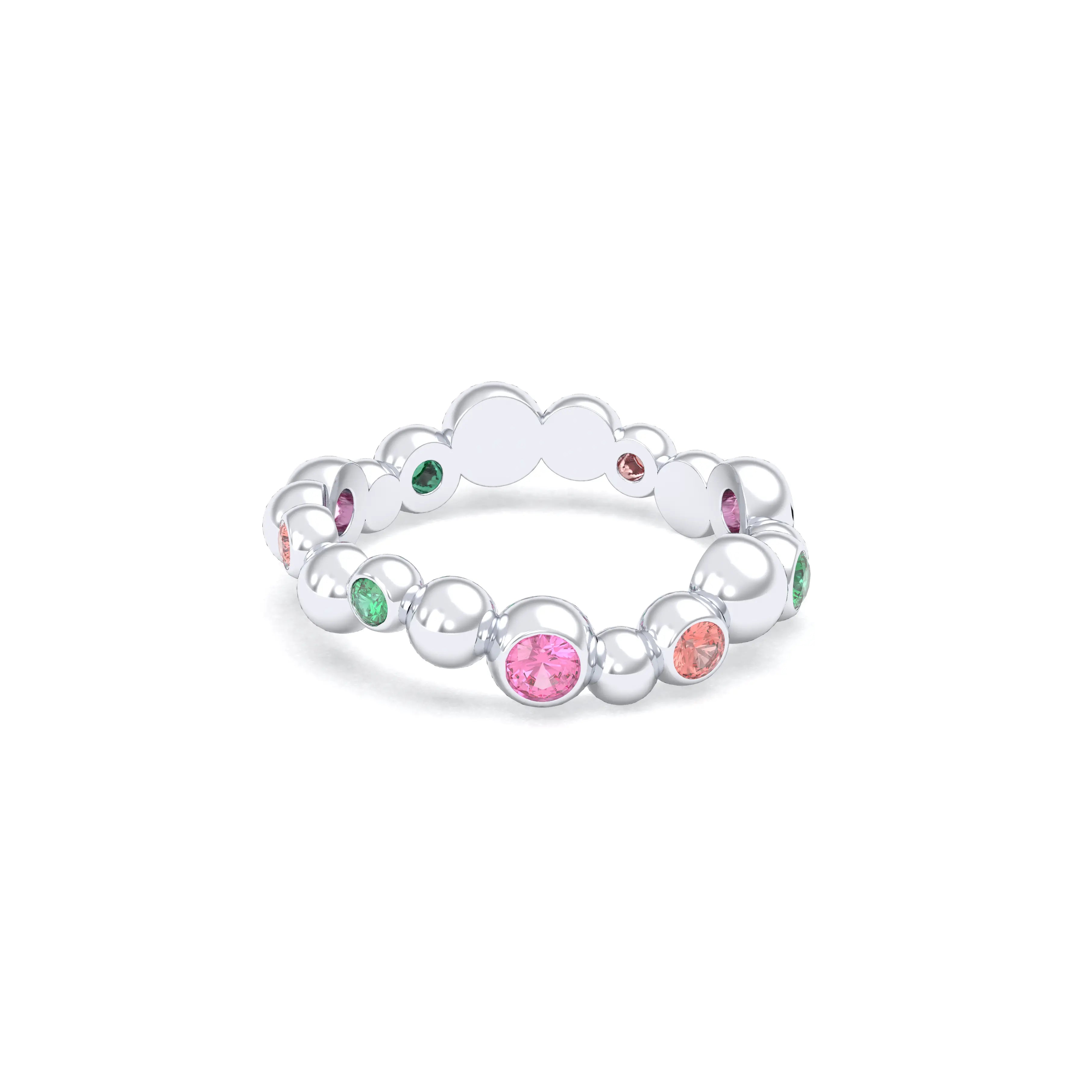 Bague Volga or blanc 18 carats avec pierres précieuses et fines personnalisables