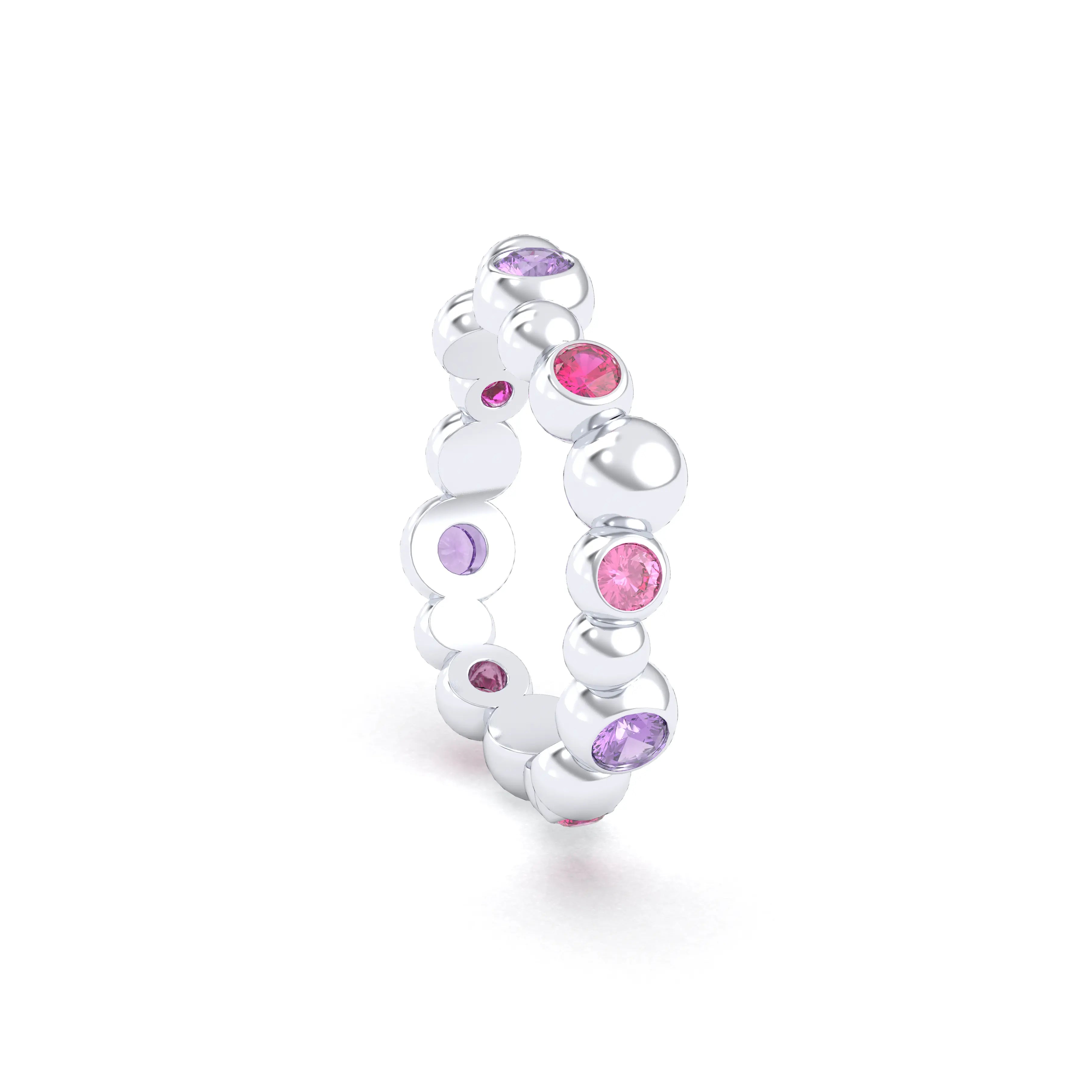 Bague Volga or blanc 18 carats avec pierres précieuses et fines personnalisables