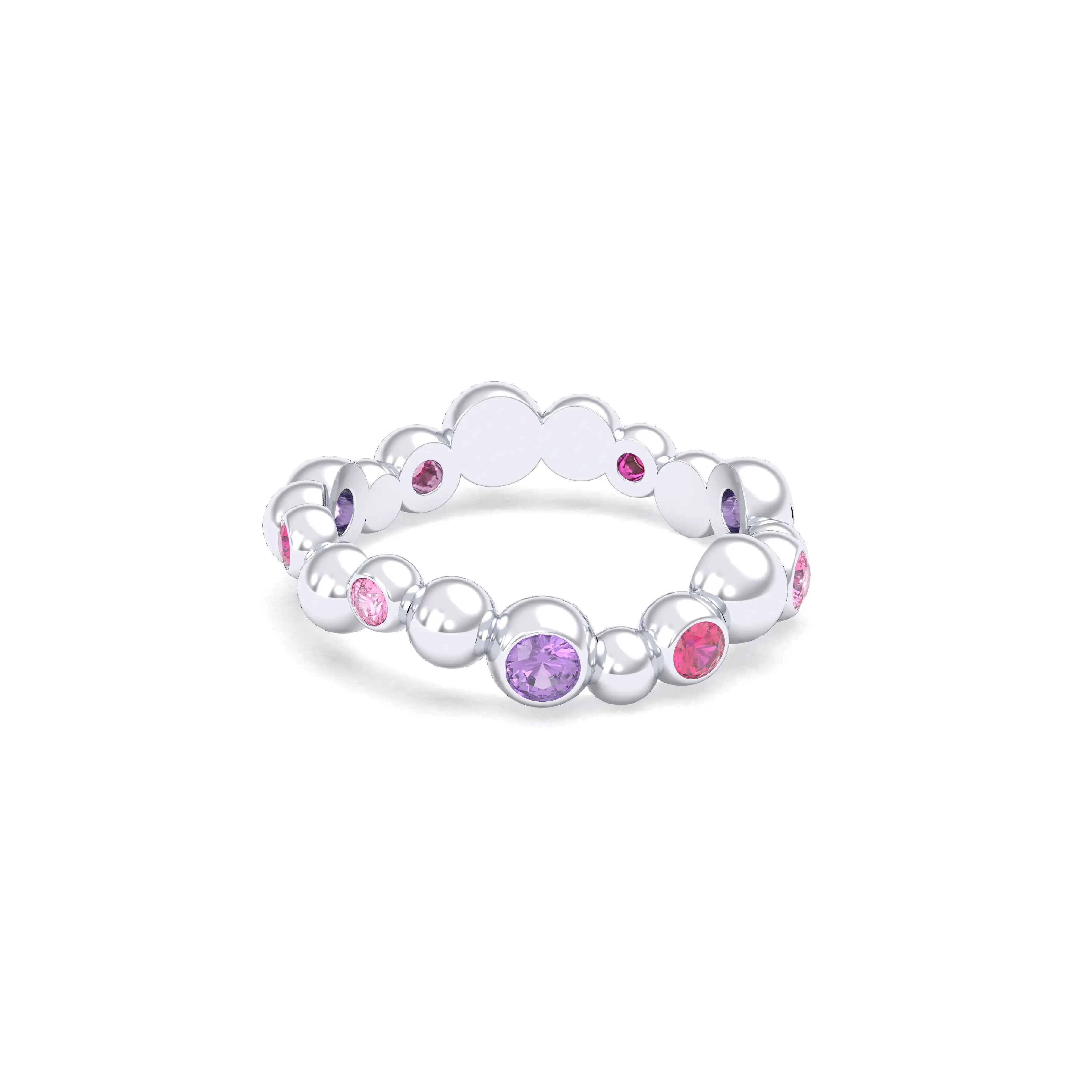 Bague Volga or blanc 18 carats avec pierres précieuses et fines personnalisables