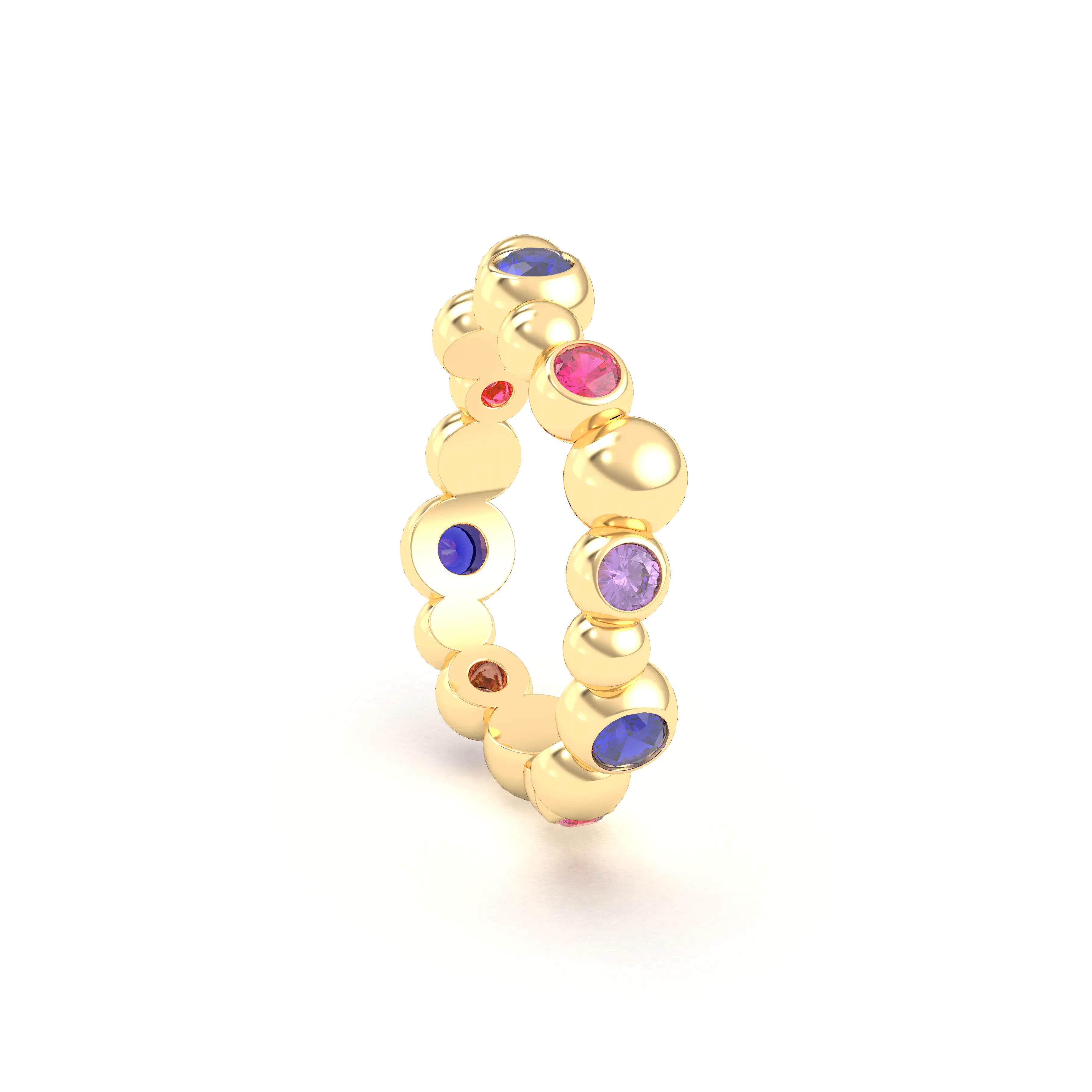 Bague Volga or jaune 18 carats avec pierres précieuses et fines personnalisables