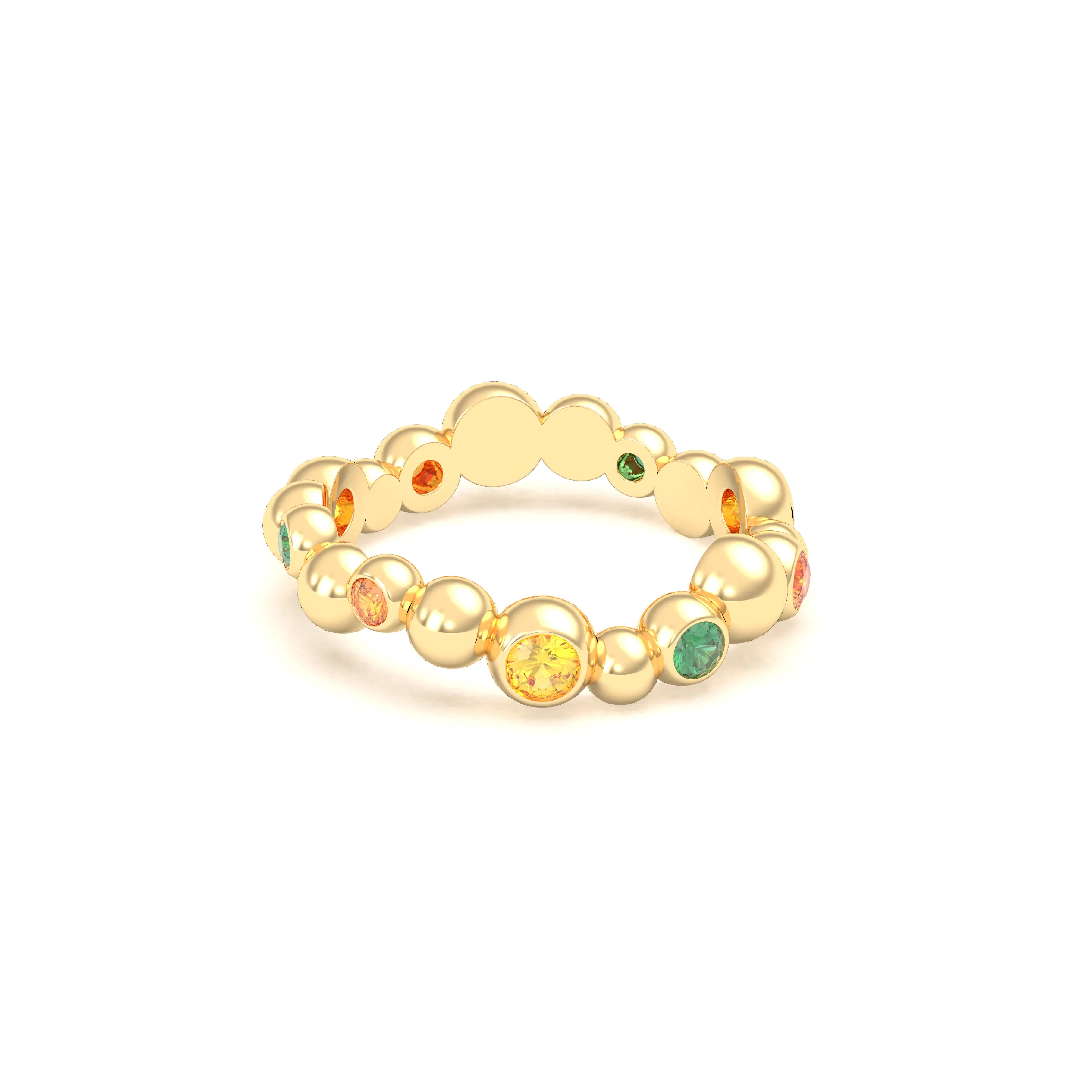 Bague Volga or jaune 18 carats avec pierres précieuses et fines personnalisables