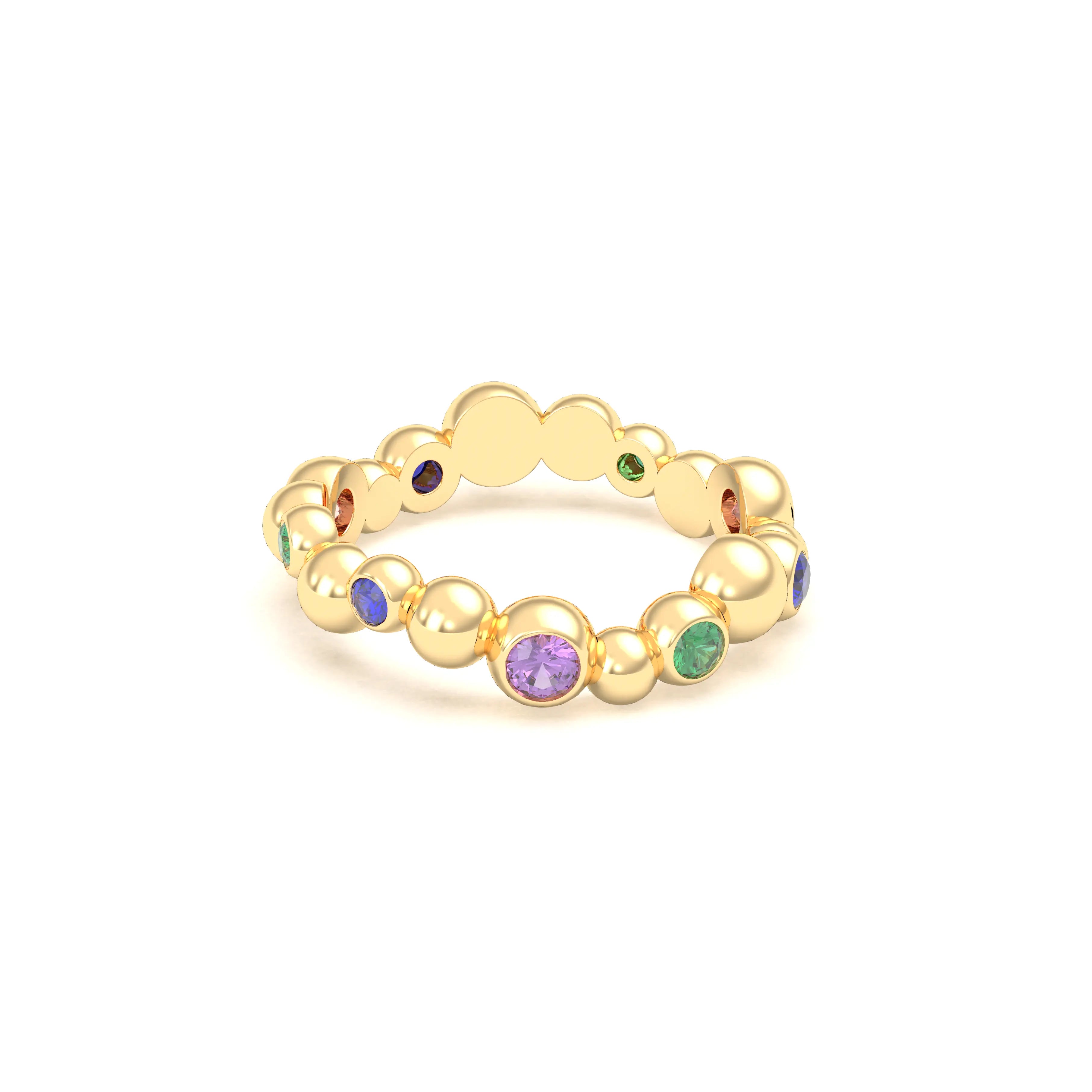 Bague Volga or jaune 18 carats avec pierres précieuses et fines personnalisables