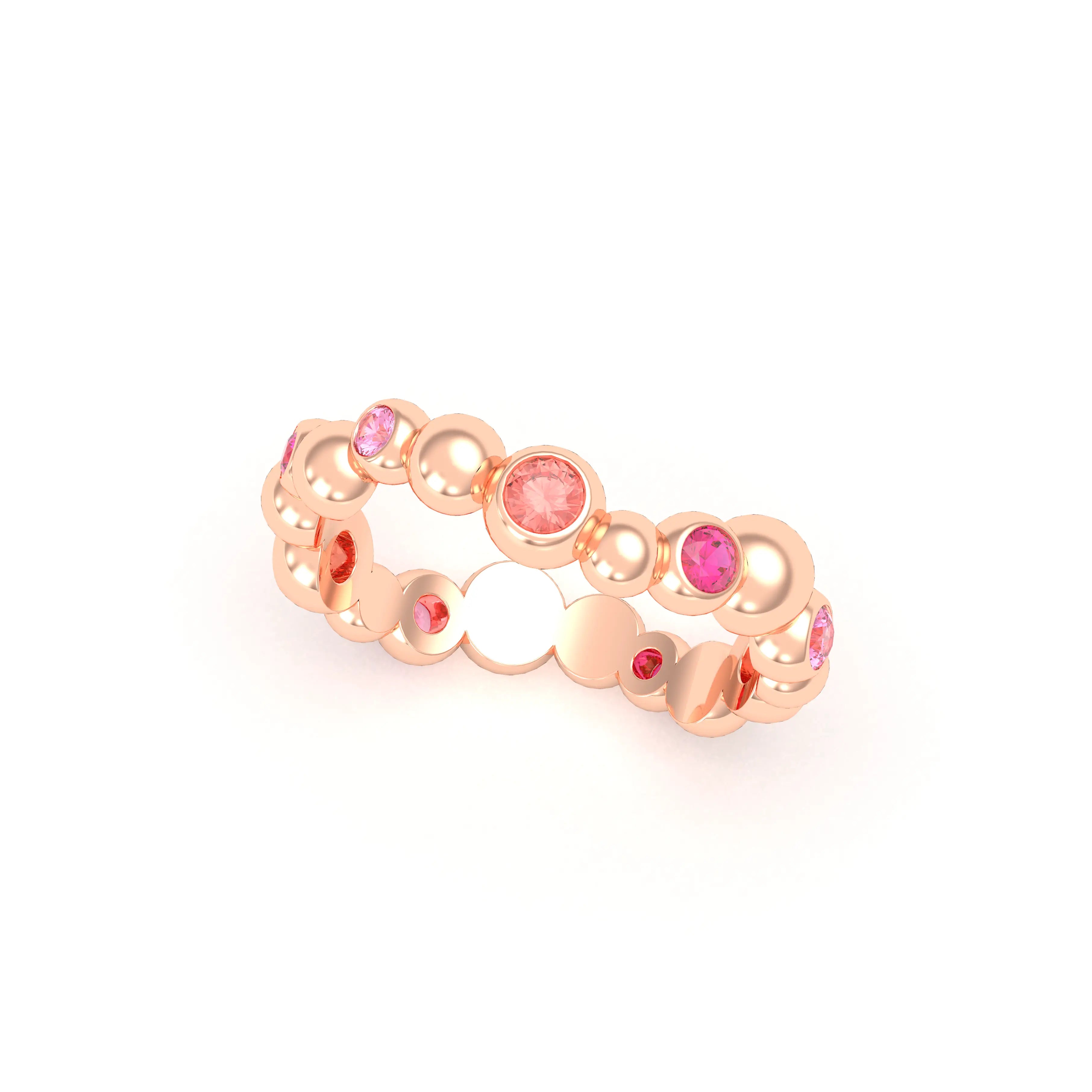 Bague Volga or rose 18 carats | Pierres précieuses et fines personnalisables Rubis - Saphirs pêches - Saphirs roses