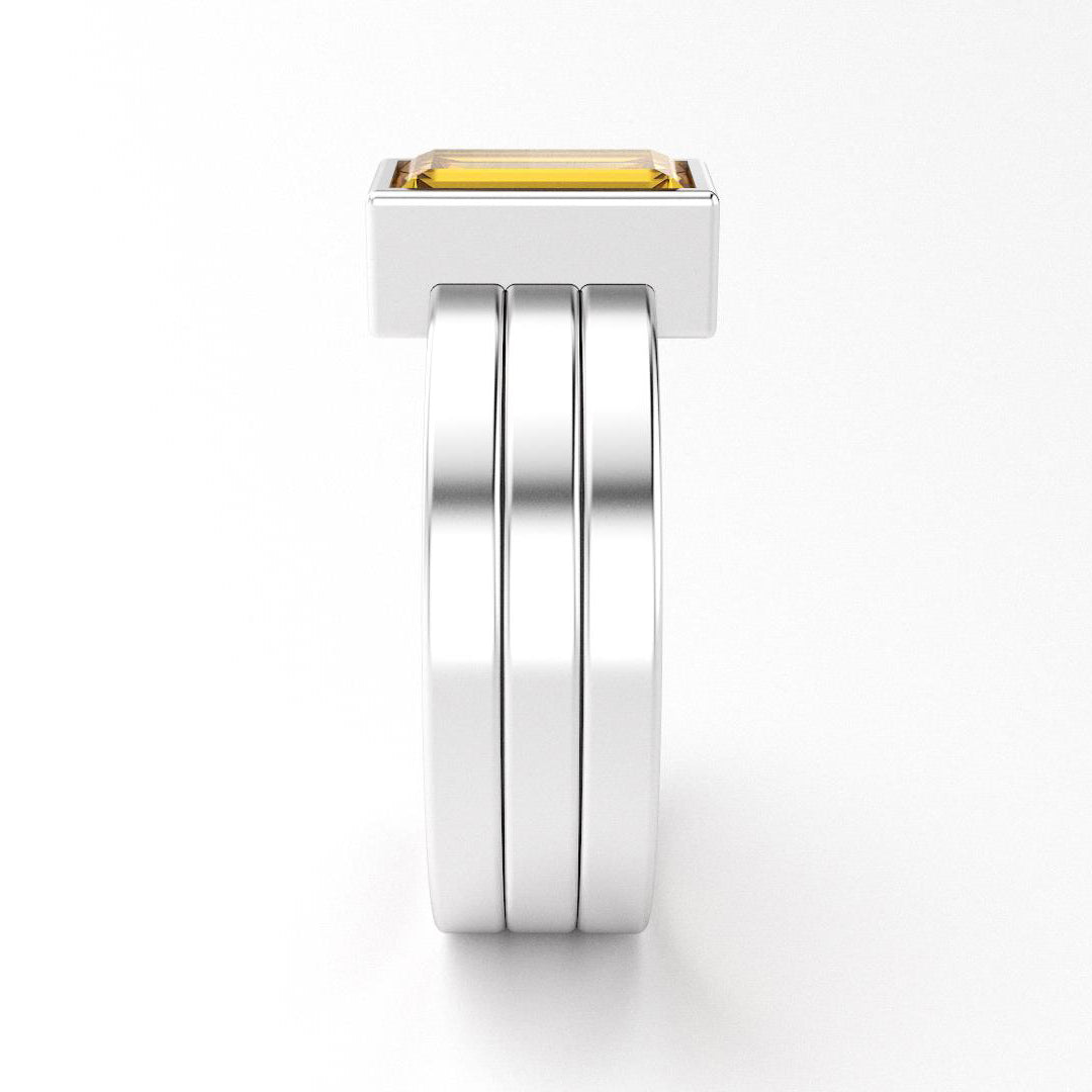 Bague Art Déco en argent 950 et Citrine