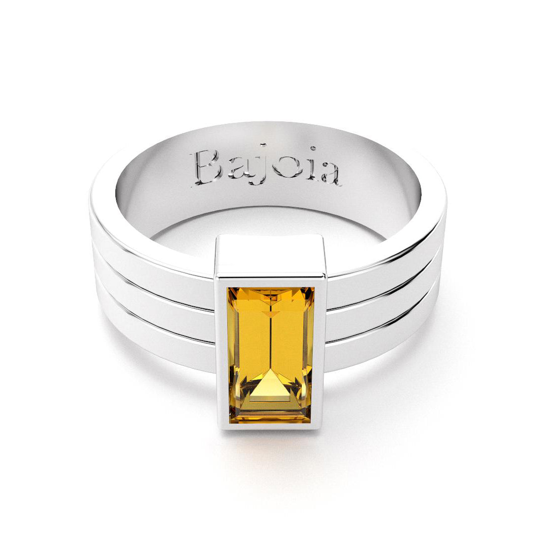 Bague Art Déco en argent 950 et Citrine