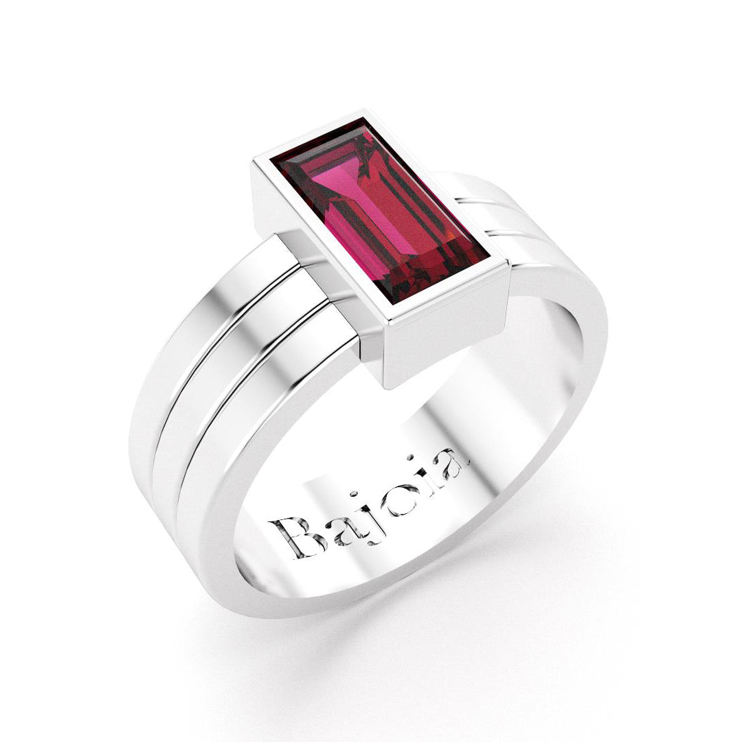 Bague Art Déco en argent 950 et Rhodolite