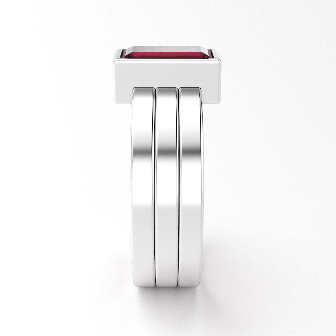 Bague Art Déco en argent 950 et Rhodolite