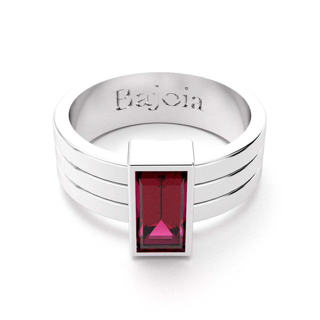 Bague Art Déco en argent 950 et Rhodolite