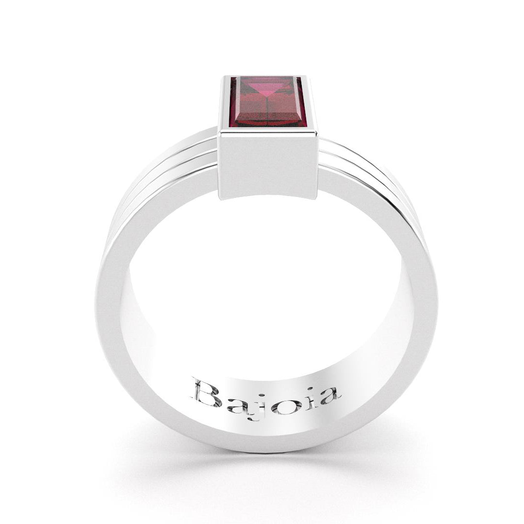 Bague Art Déco en argent 950 et Rhodolite