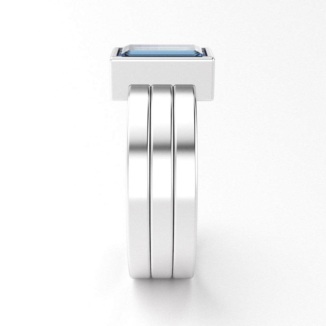 Bague Art Déco en argent 950 et Topaze