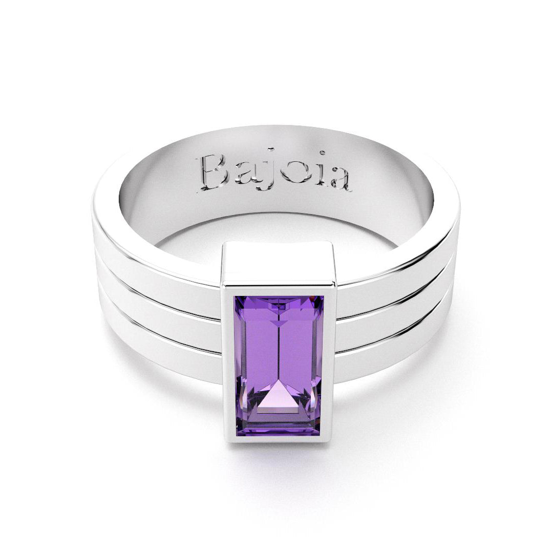 Bague Art Déco en or blanc 18 carats et Améthyste