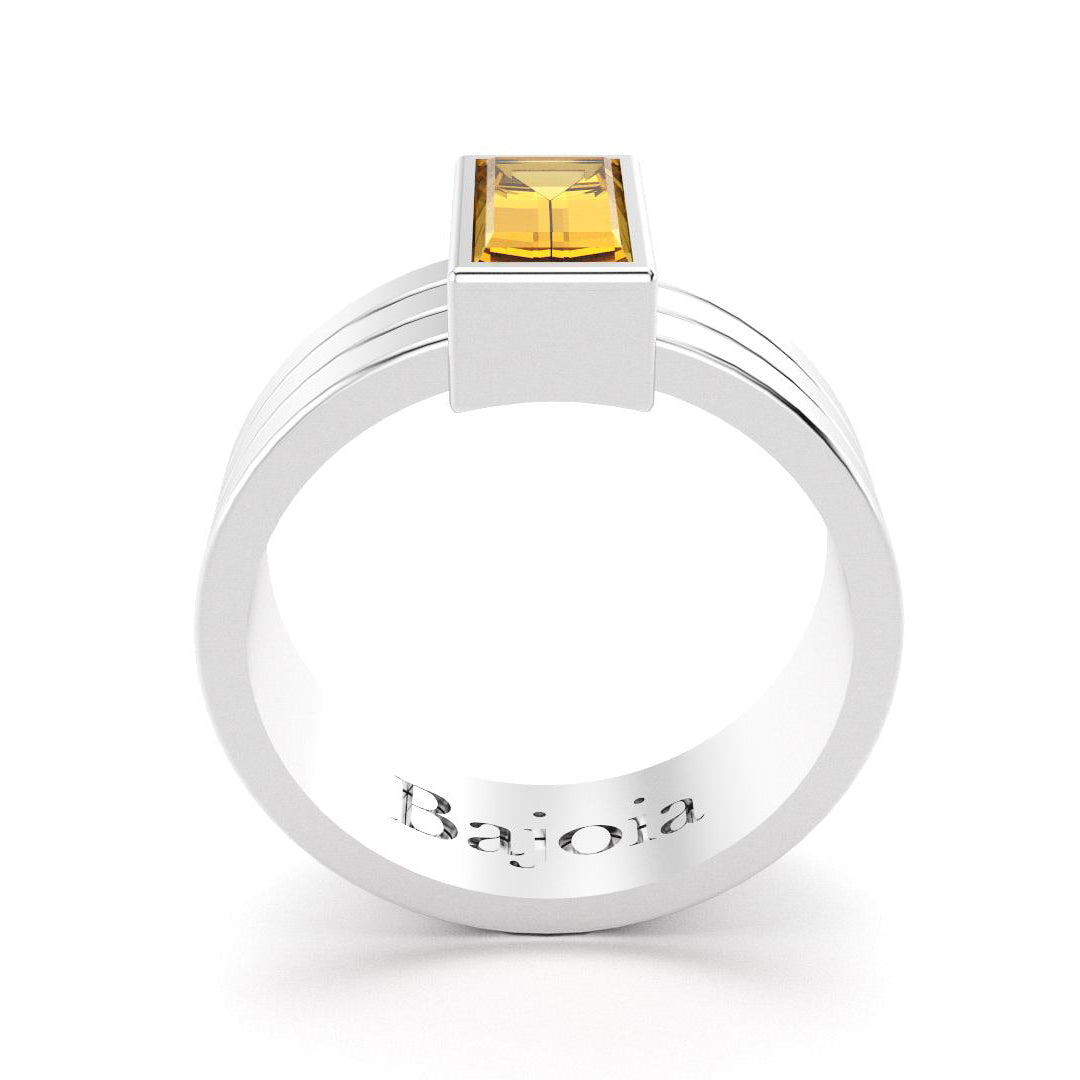 Bague Art Déco en or blanc 18 carats et Citrine