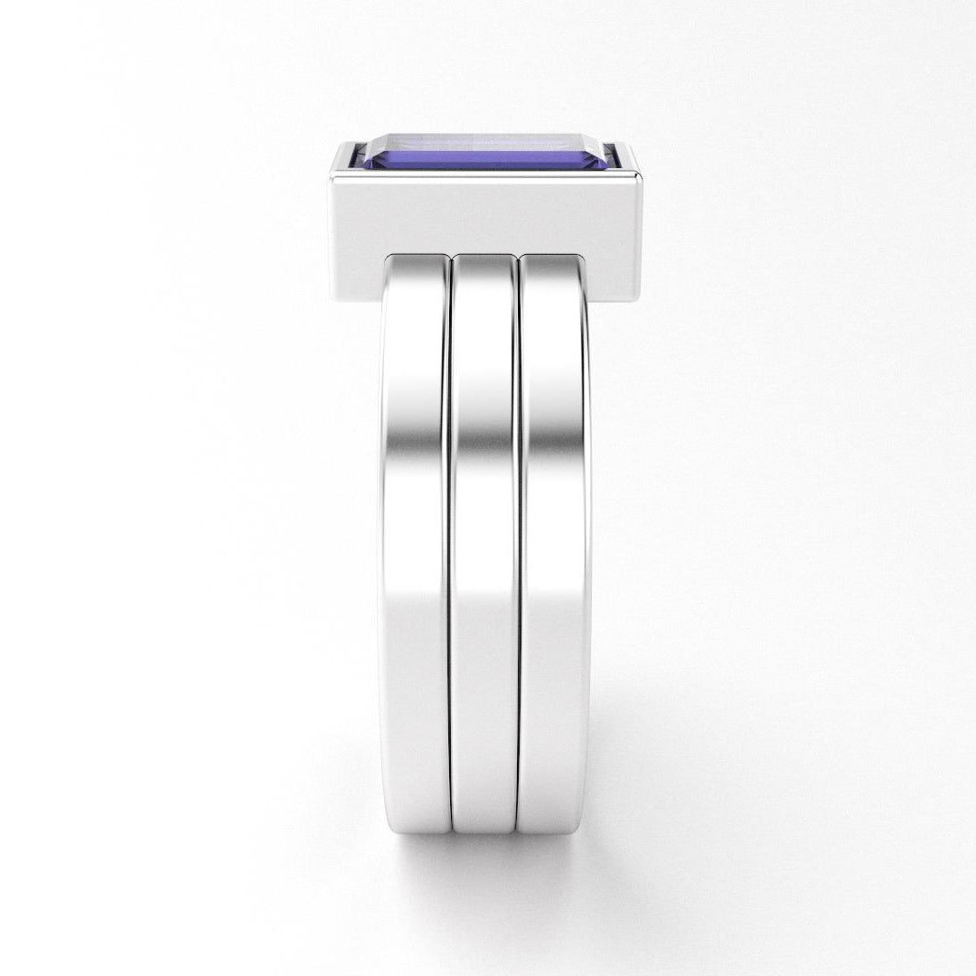 Bague Art Déco en or blanc 18 carats et Iolite