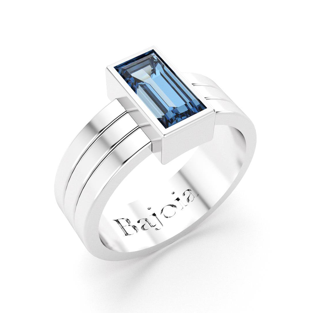 Bague Art Déco en or blanc 18 carats et Topaze