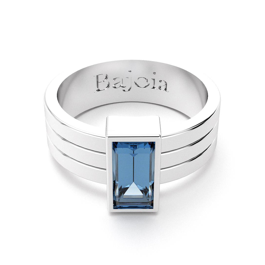 Bague Art Déco en or blanc 18 carats et Topaze