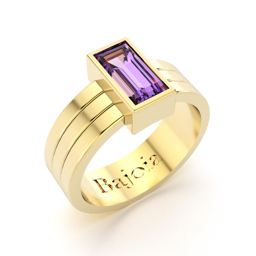 Bague Art Déco en or jaune 18 carats et Améthyste