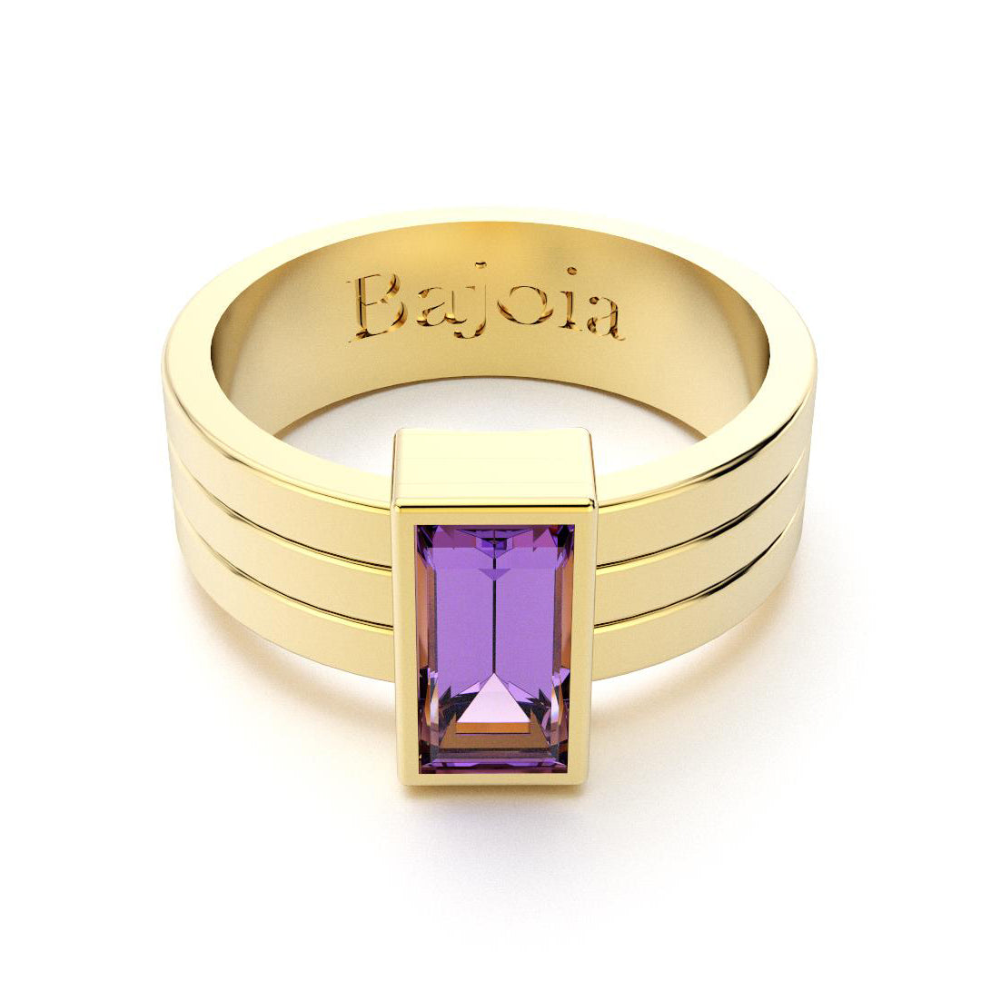 Bague Art Déco en or jaune 18 carats et Améthyste