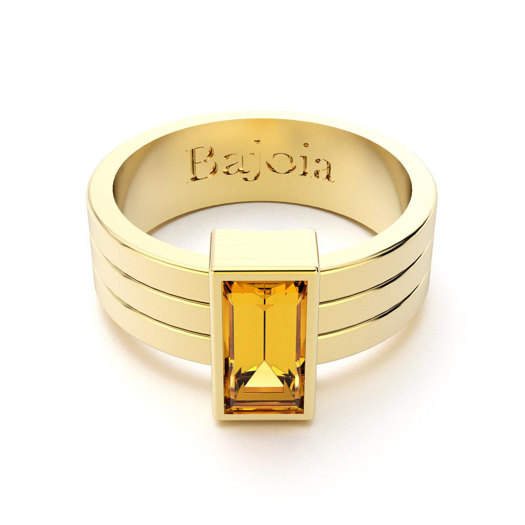 Bague Art Déco en or jaune 18 carats et Citrine