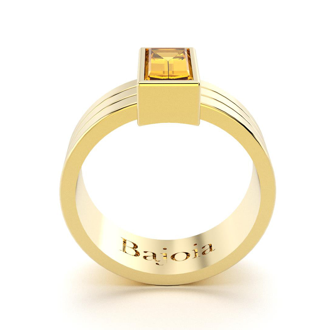 Bague Art Déco en or jaune 18 carats et Citrine