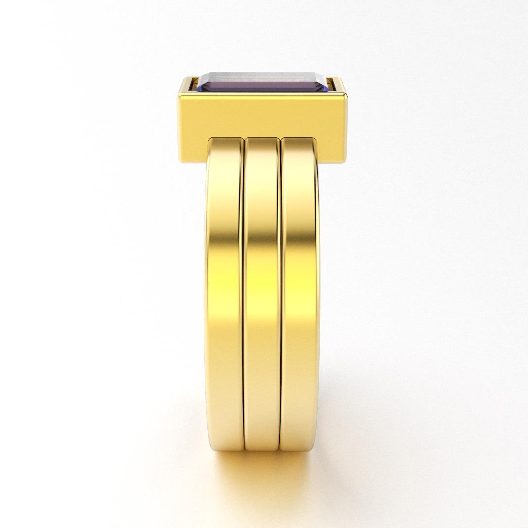 Bague Art Déco en or jaune 18 carats et Iolite