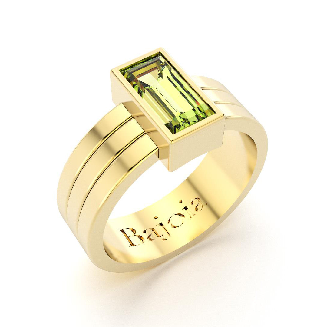 Bague Art Déco en or jaune 18 carats et Péridot