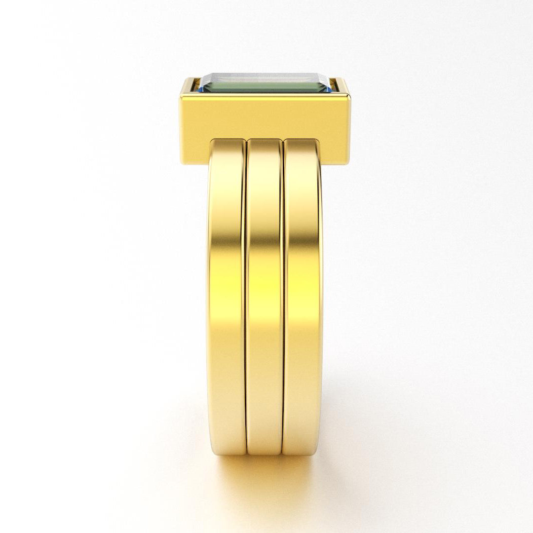 Bague Art Déco en or jaune 18 carats et Topaze