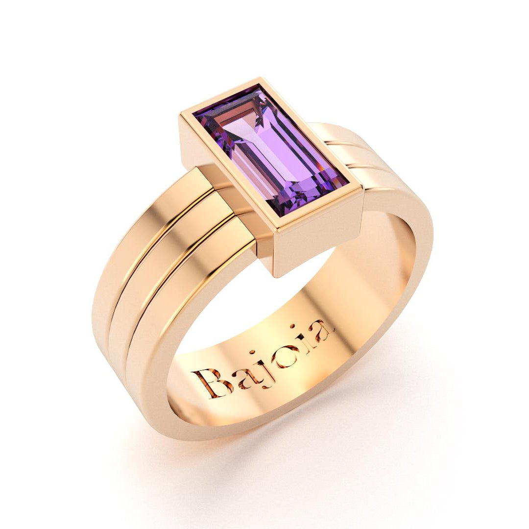 Bague Art Déco en or rose 18 carats et Améthyste