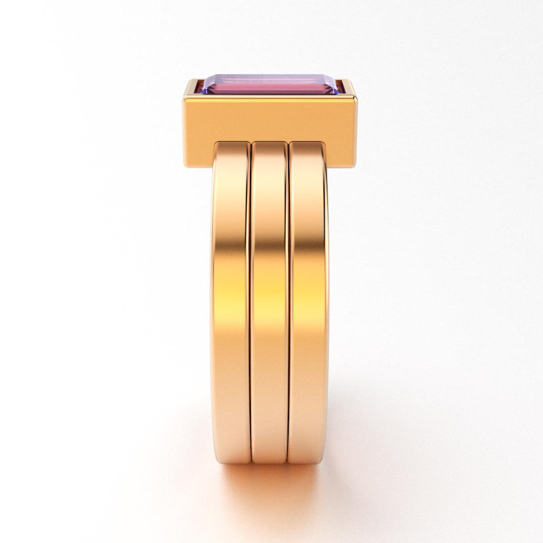 Bague Art Déco en or rose 18 carats et Améthyste