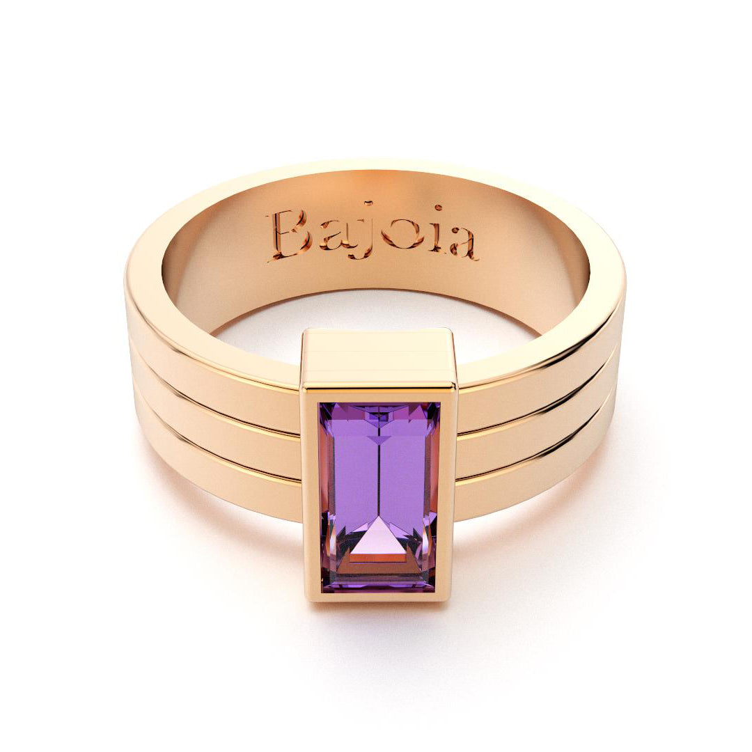 Bague Art Déco en or rose 18 carats et Améthyste