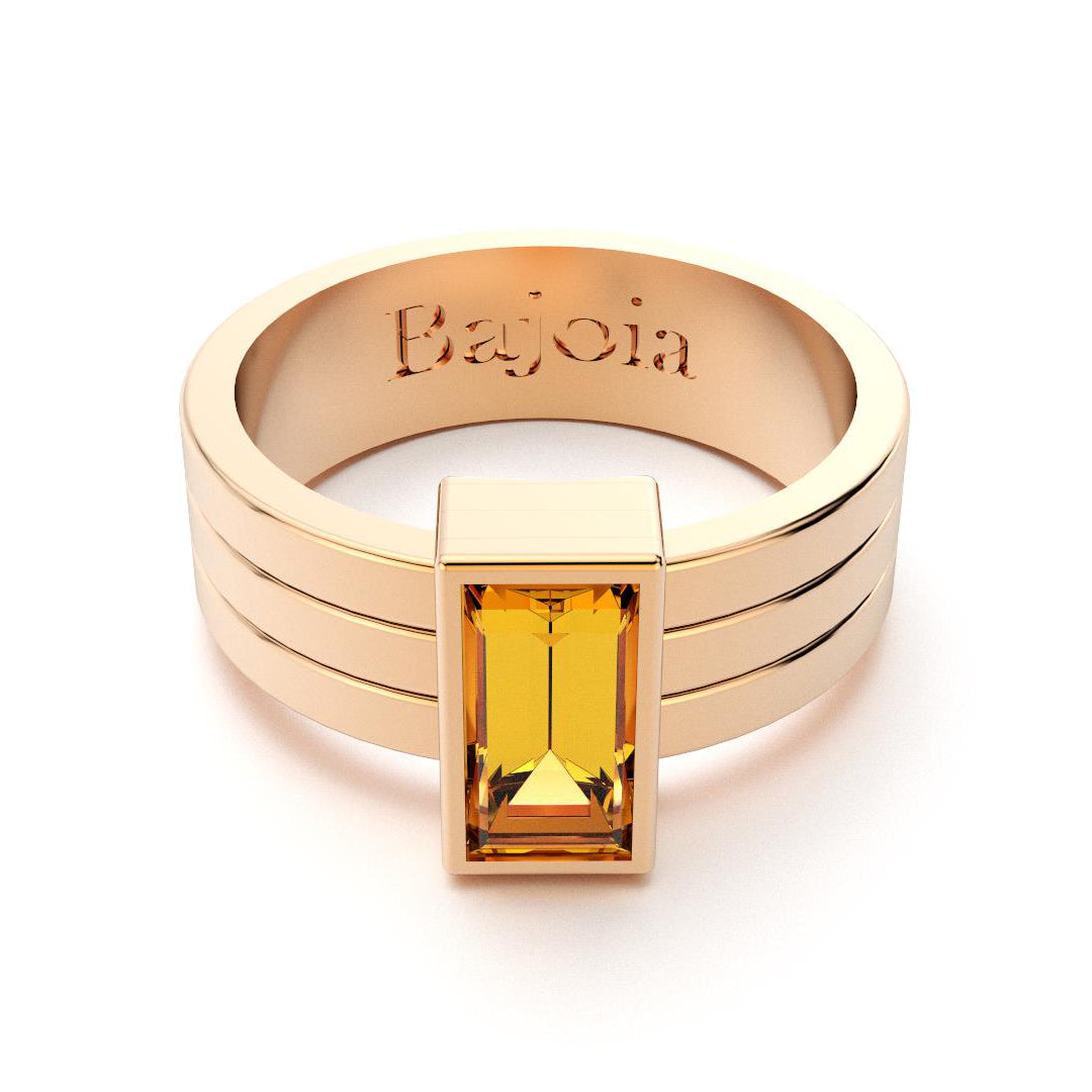 Bague Art Déco en or rose 18 carats et Citrine