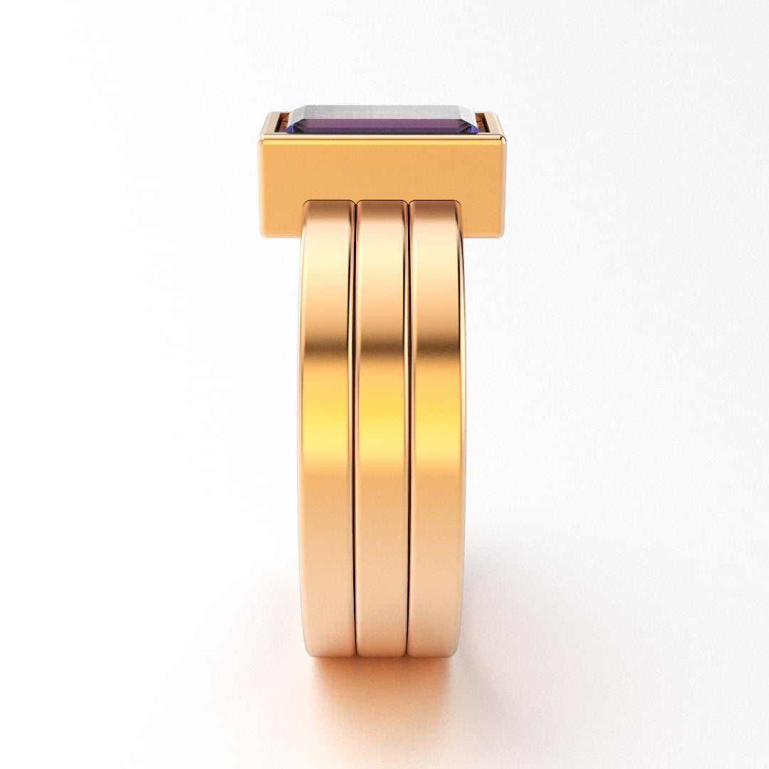 Bague Art Déco en or rose 18 carats et Iolite