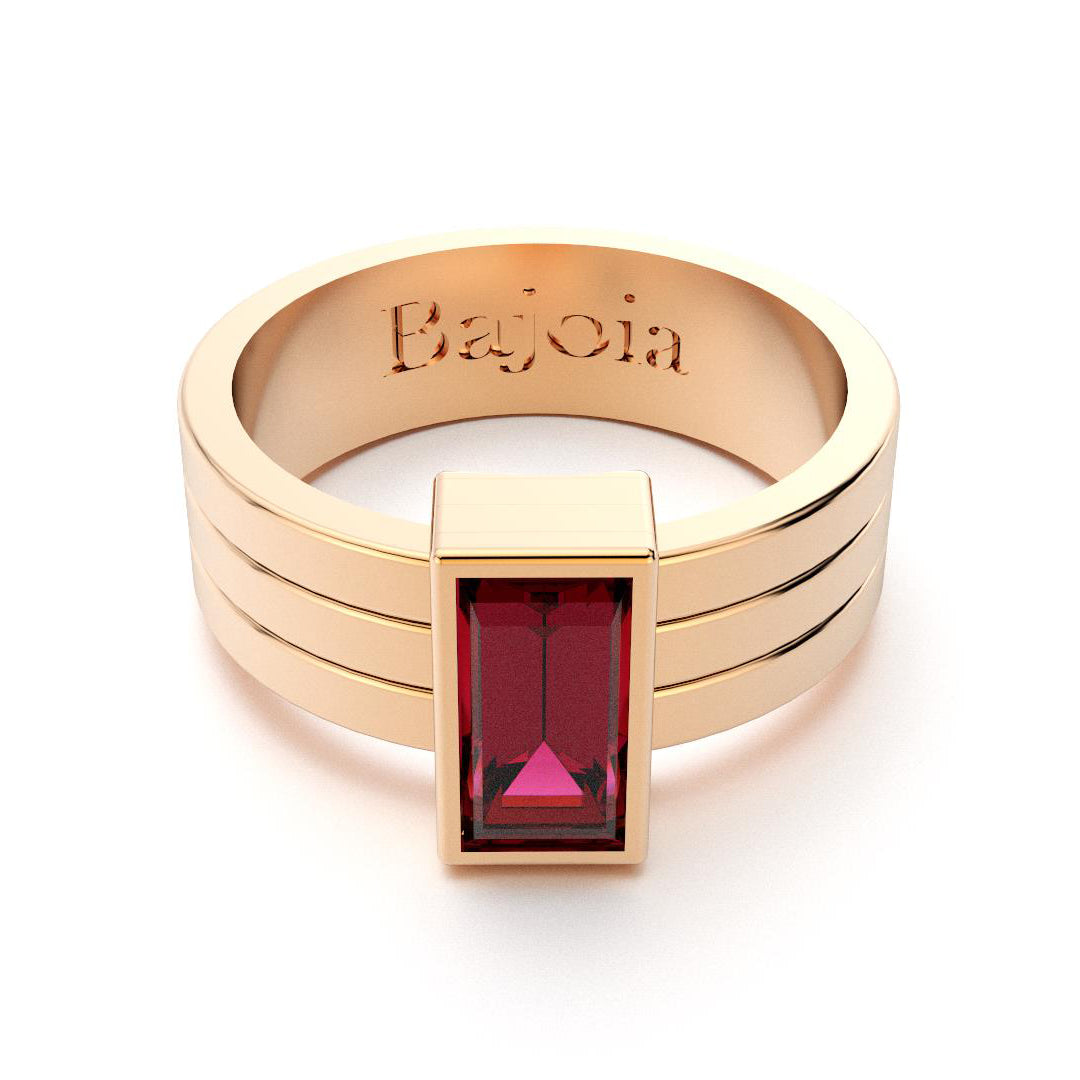 Bague Art Déco en or rose 18 carats et Rhodolite