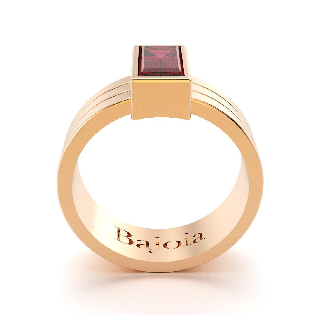 Bague Art Déco en or rose 18 carats et Rhodolite